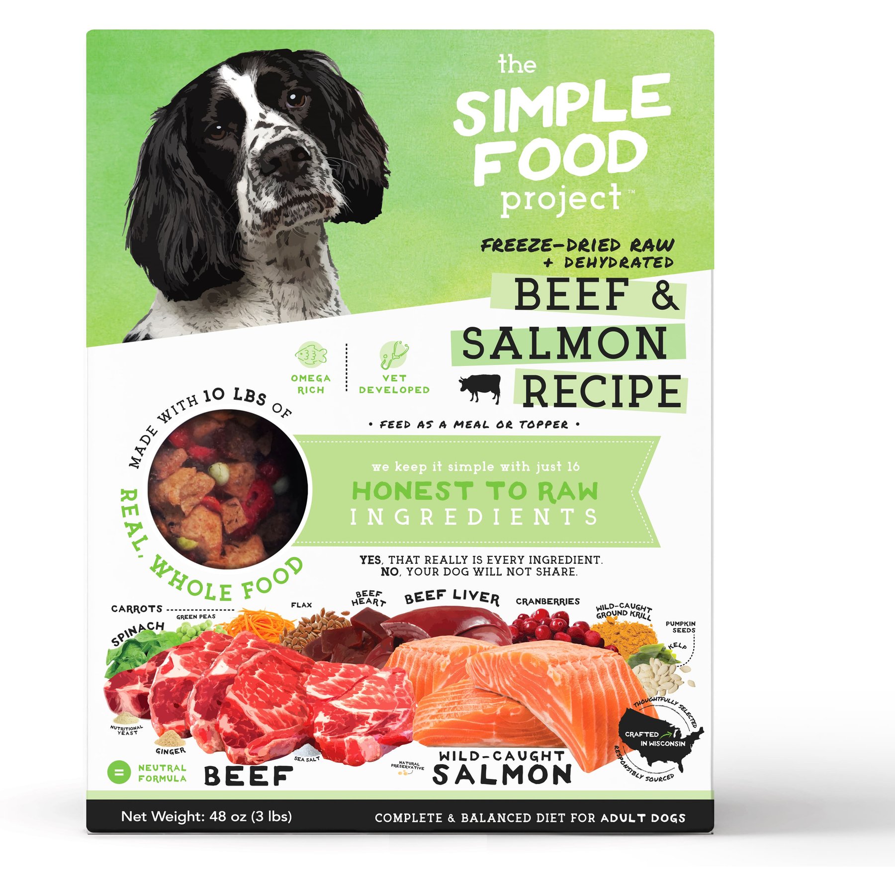 Simple Food Project Beef & Salmon Recipe Freeze-Dried Dog Food