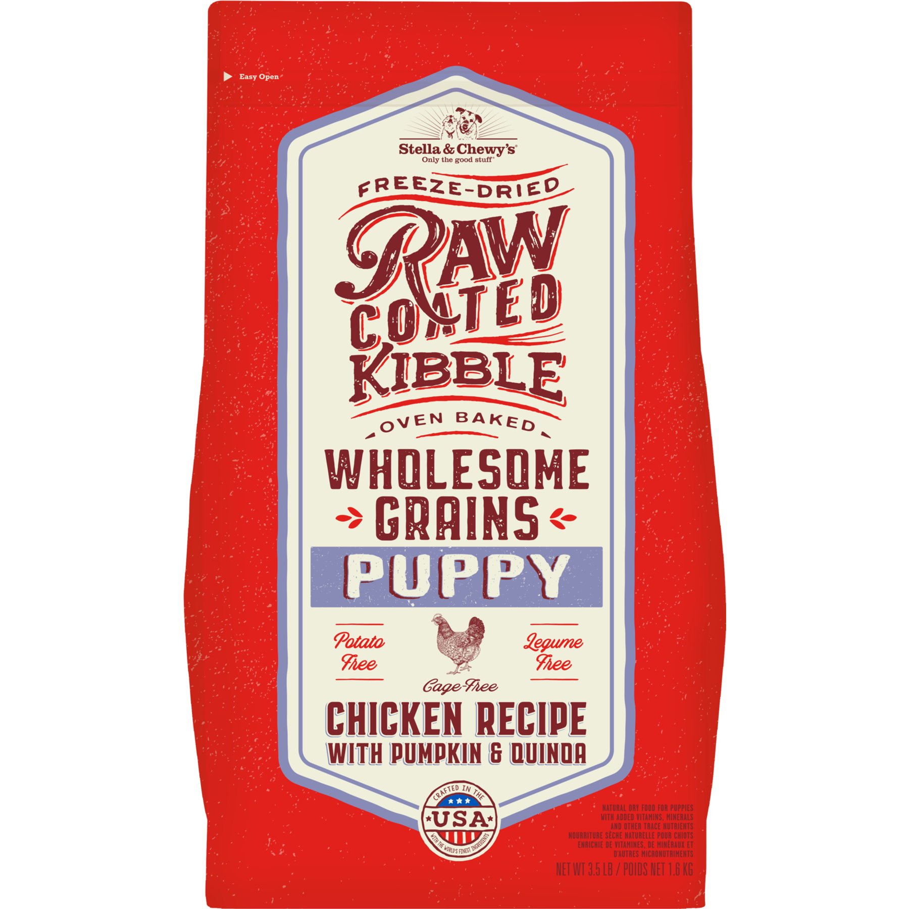 Stella & Chewy's Raw Coated Wholesome Grains Cage-Free Chicken Recipe with Pumpkin & Quinoa Puppy Dry Dog Food
