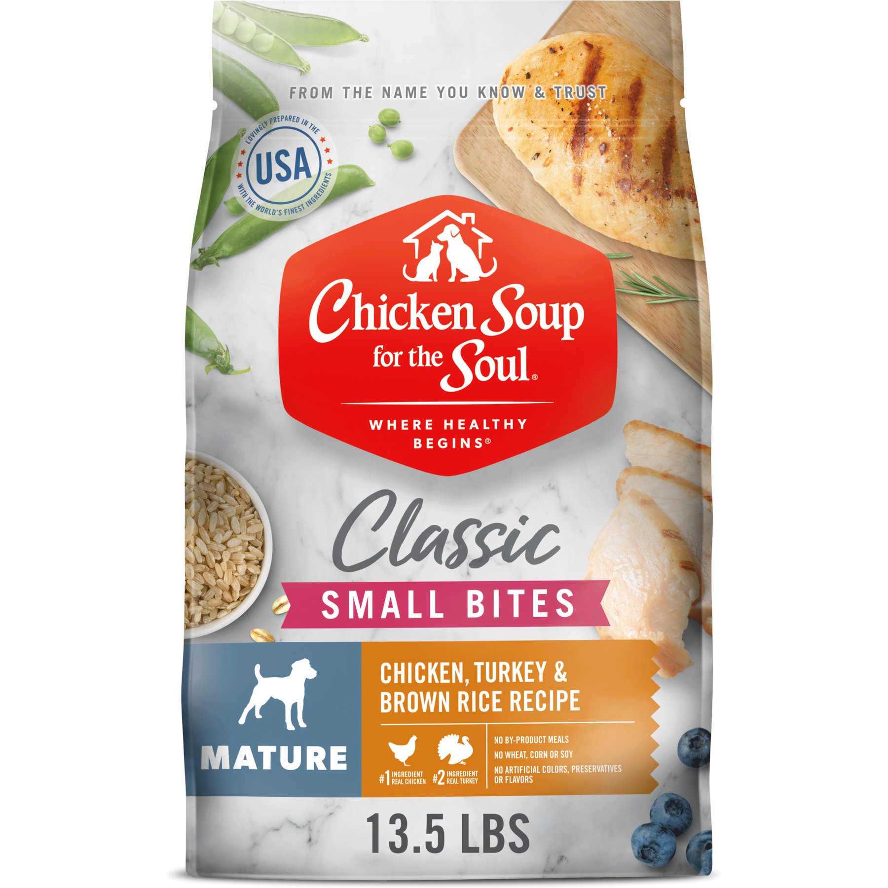 Chicken Soup for the Soul Small Bites Mature & Senior Chicken, Turkey & Brown Rice Recipe Dry Dog Food