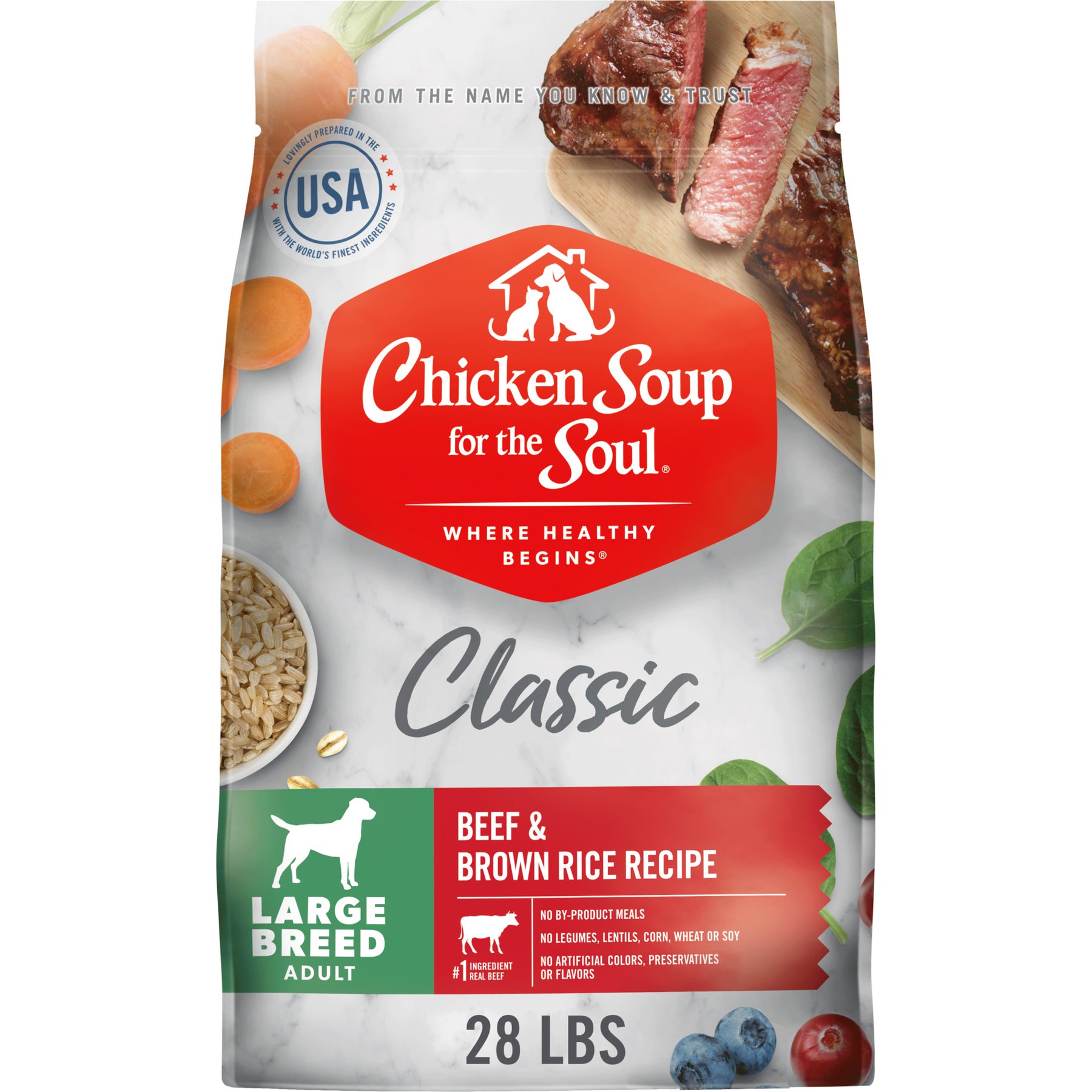 Chicken Soup for the Soul Beef & Brown Rice Recipe Large Breed Adult Dry Dog Food