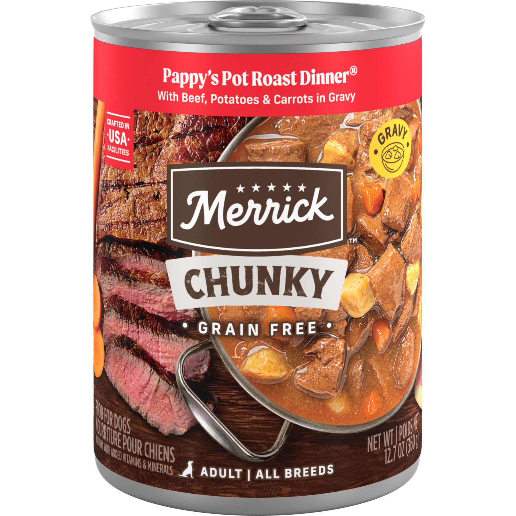 Merrick Chunky Grain-Free Wet Dog Food Pappy's Pot Roast Dinner