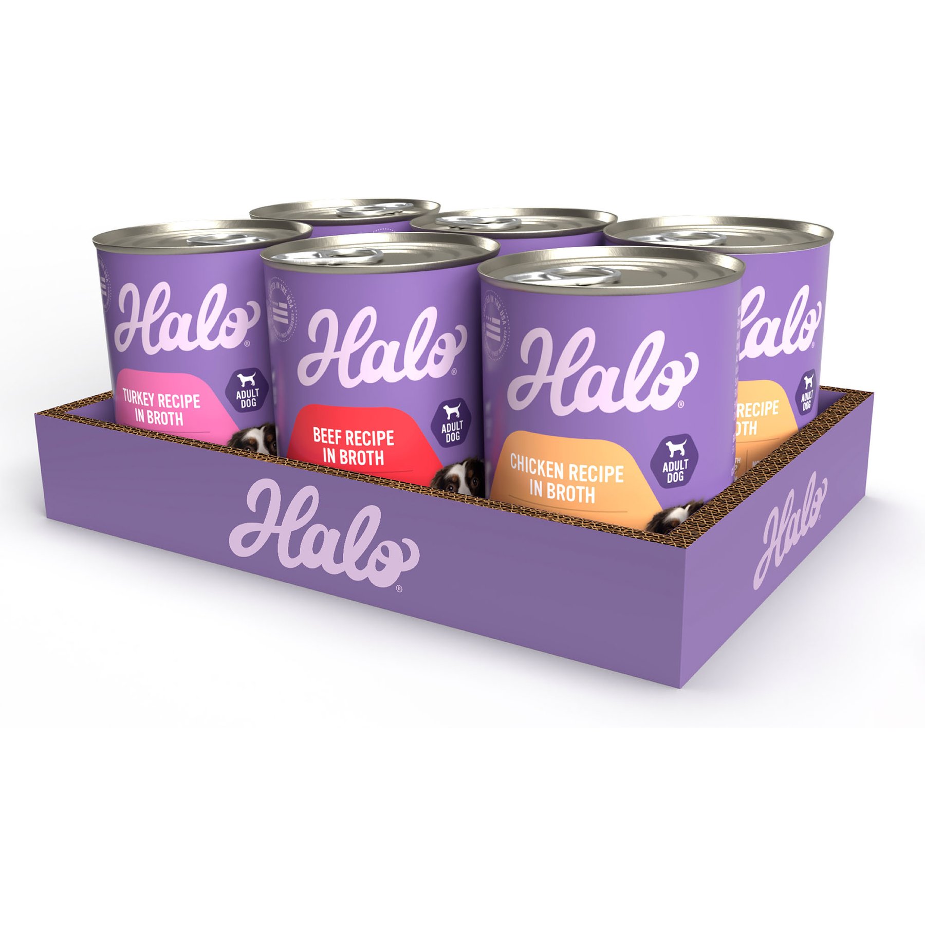 Halo Stew Variety Pack Canned Dog Food, 13.2-oz can, case of 6