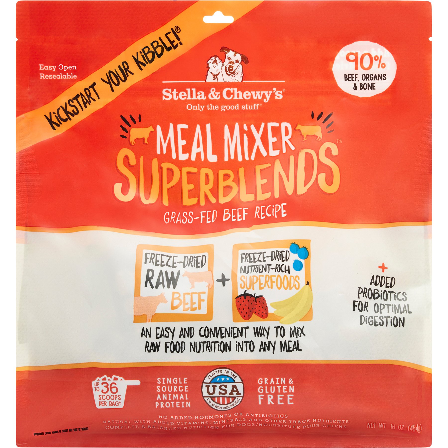 Stella & Chewy's SuperBlends Grass-Fed Beef Recipe Meal Mixers Freeze-Dried Raw Dog Food