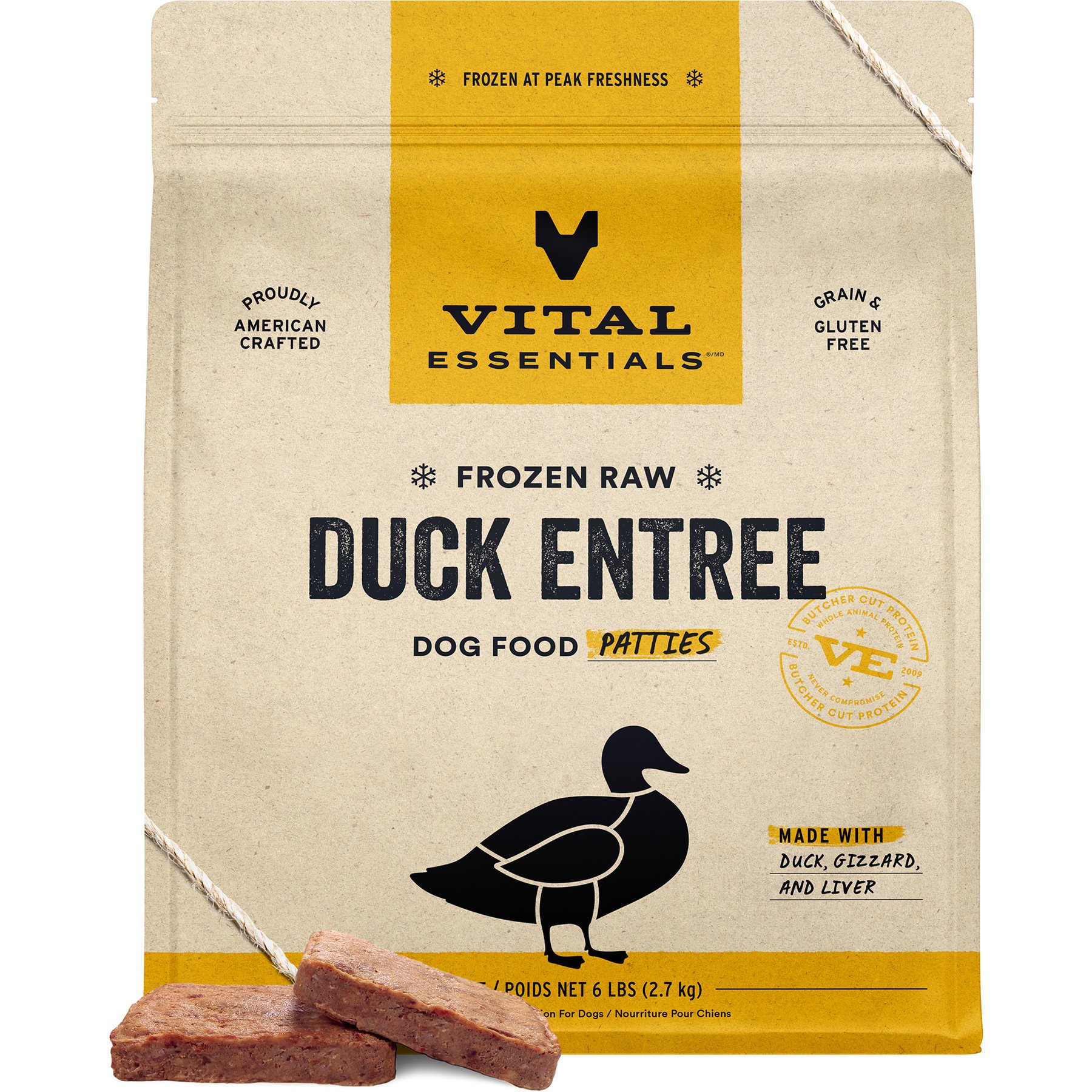 Vital Essentials Frozen Raw Patties Grain-Free Duck Entree Dog Food