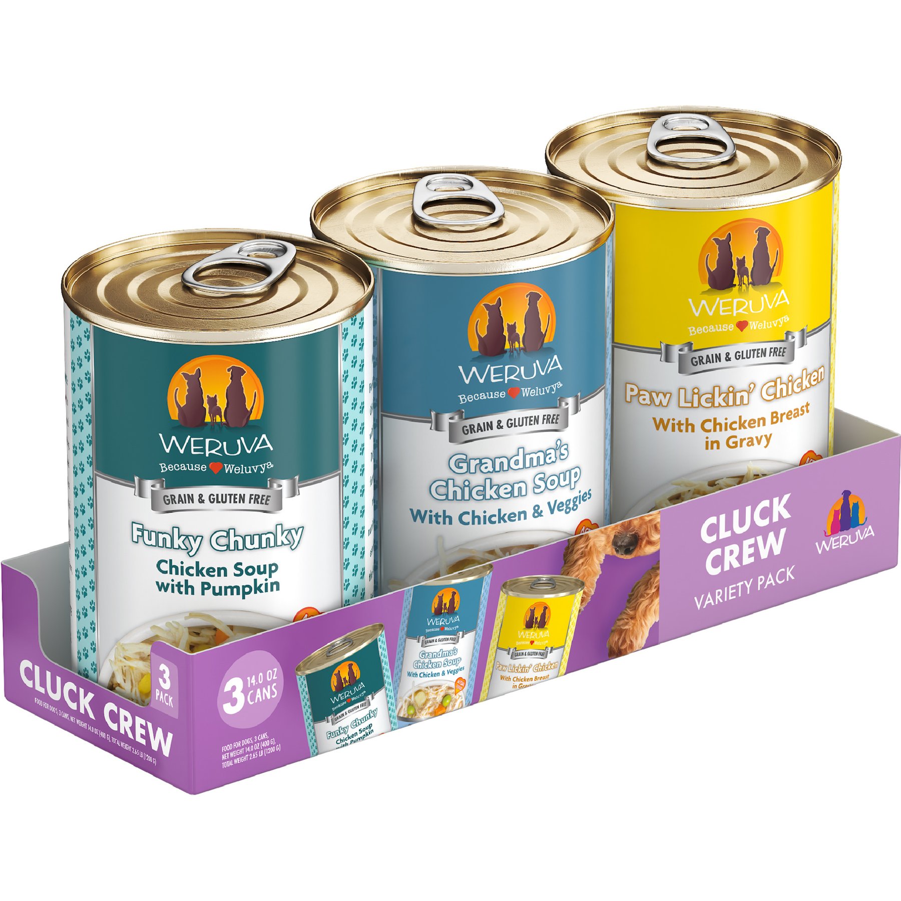Weruva Classic Cluck Crew Variety Pack Grain-Free Wet Dog Food