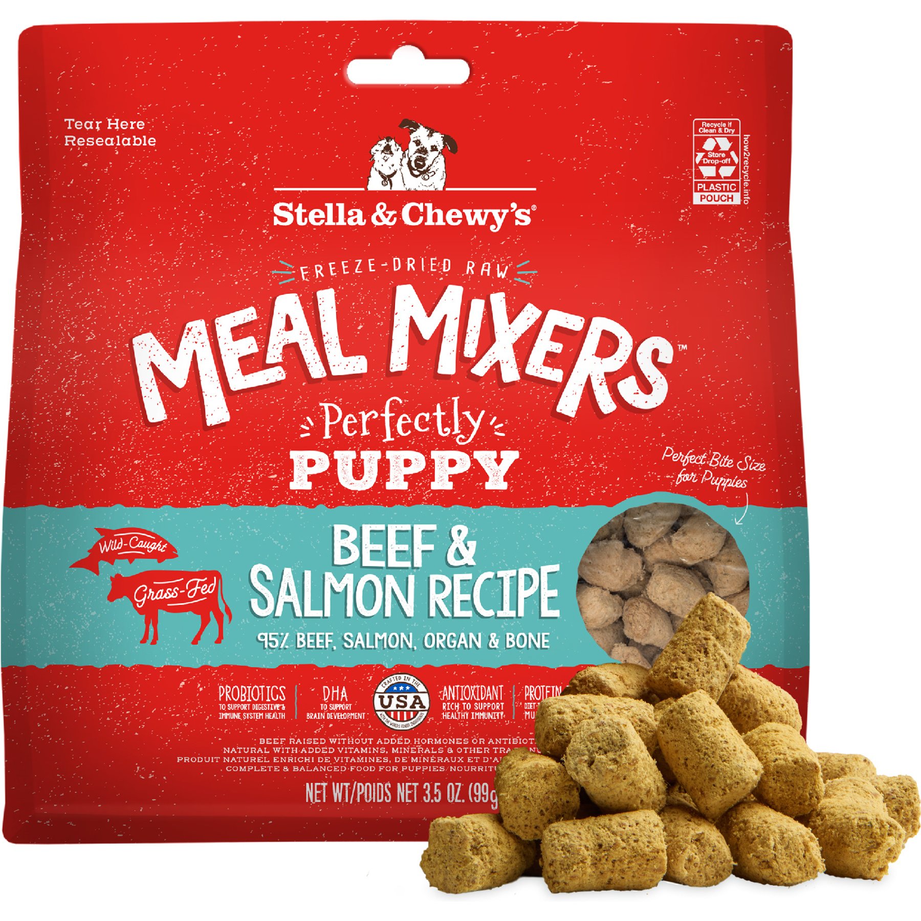 Stella & Chewy's Freeze-Dried Raw Meal Mixers Grain-Free Protein Rich Beef & Salmon Recipe Dog Food