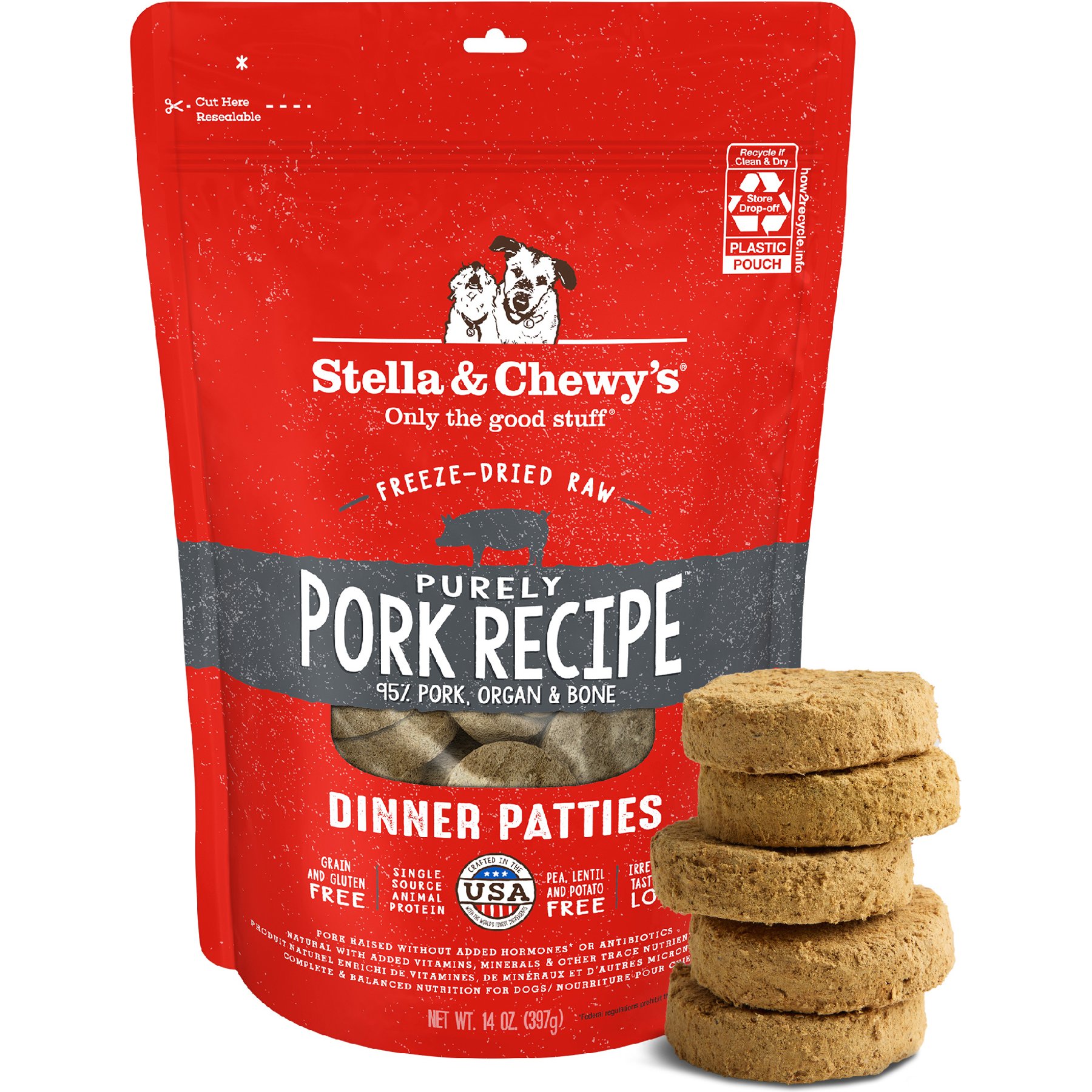 Stella & Chewy's Purely Pork Freeze-Dried Raw Dinner Patties Dog Food