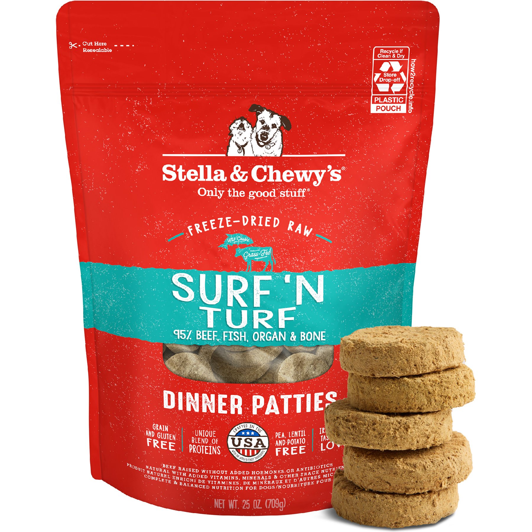 Stella & Chewy's Surf 'N Turf Dinner Patties Freeze-Dried Raw Dog Food