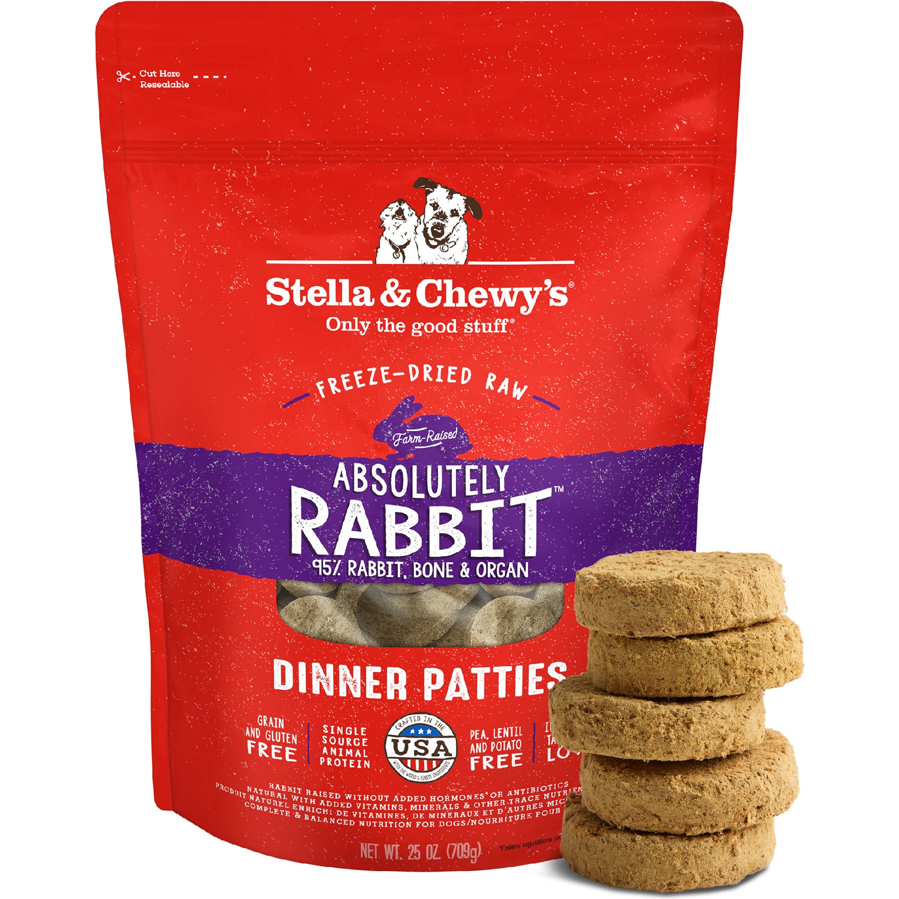 Stella & Chewy's Absolutely Rabbit Dinner Patties Freeze-Dried Raw Dog Food
