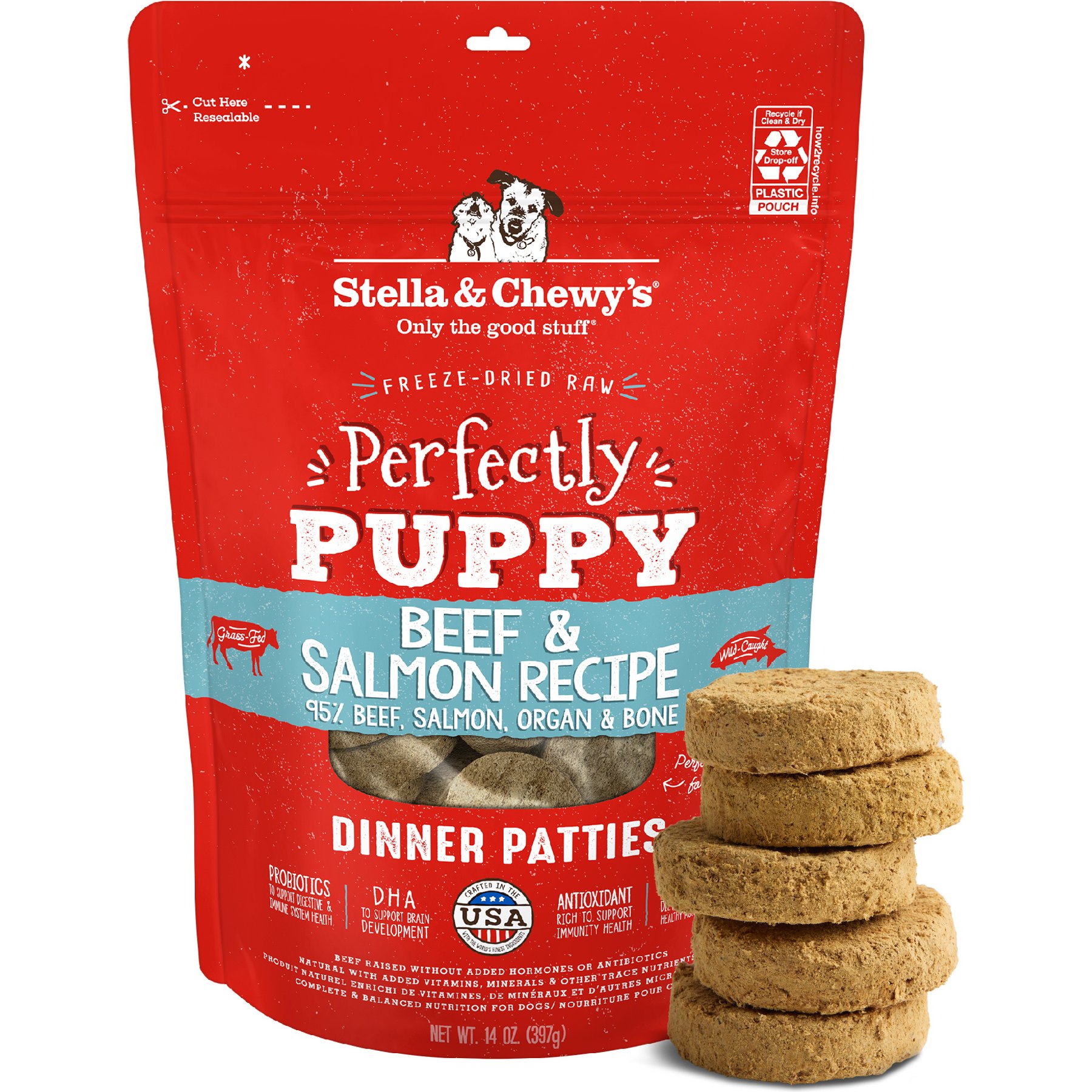 Stella & Chewy's Perfectly Puppy Beef & Salmon Dinner Patties Freeze-Dried Raw Dog Food