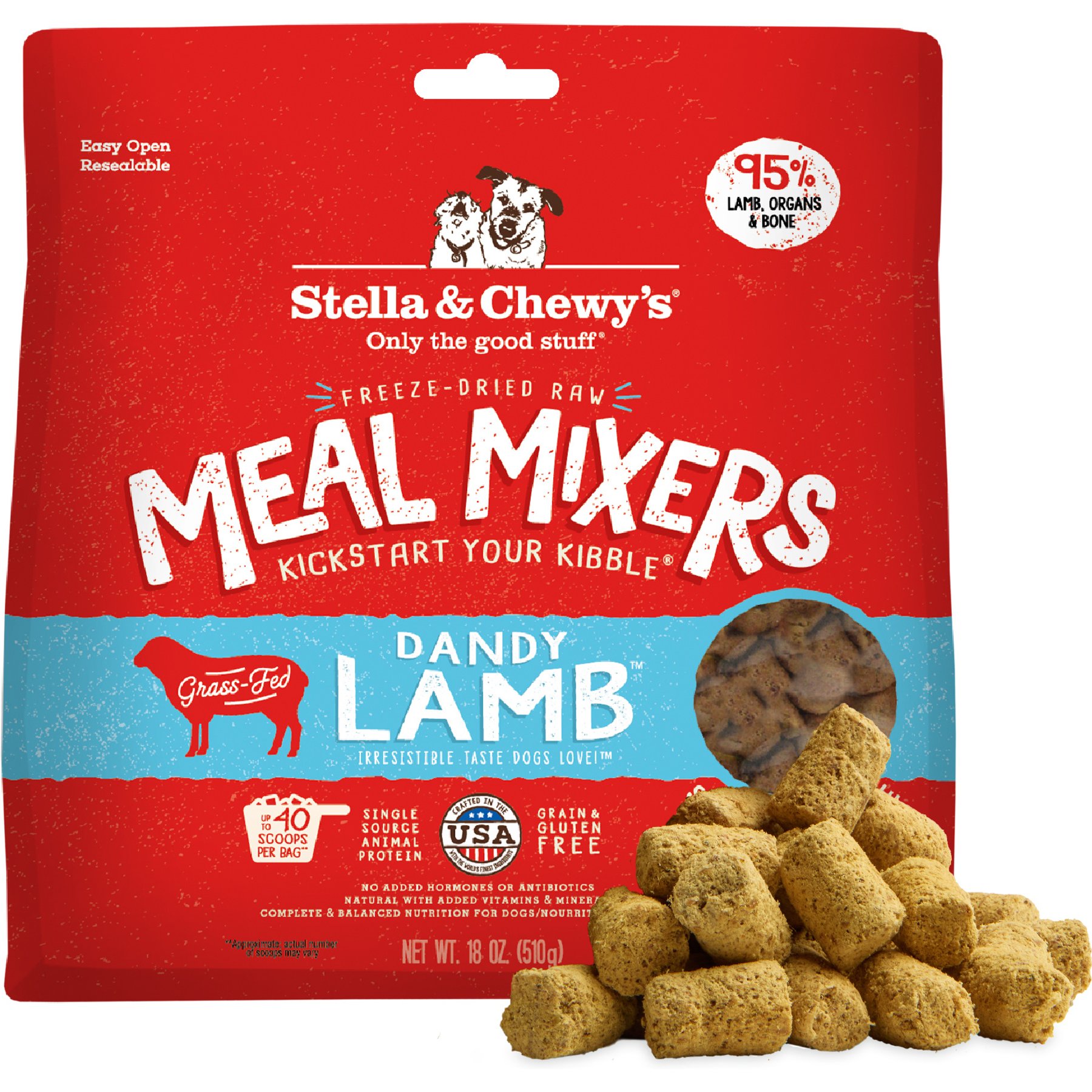 Stella & Chewy's Dandy Lamb Meal Mixers Freeze-Dried Raw Dog Food Topper