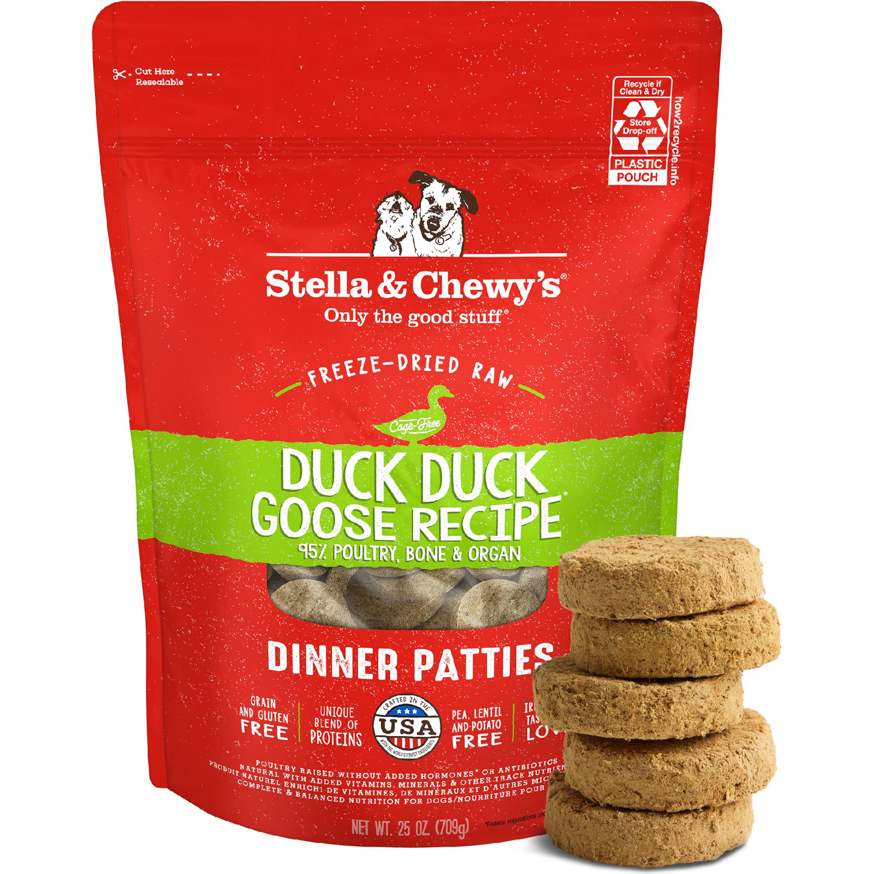 Stella & Chewy's Duck Duck Goose Dinner Patties Freeze-Dried Raw Dog Food