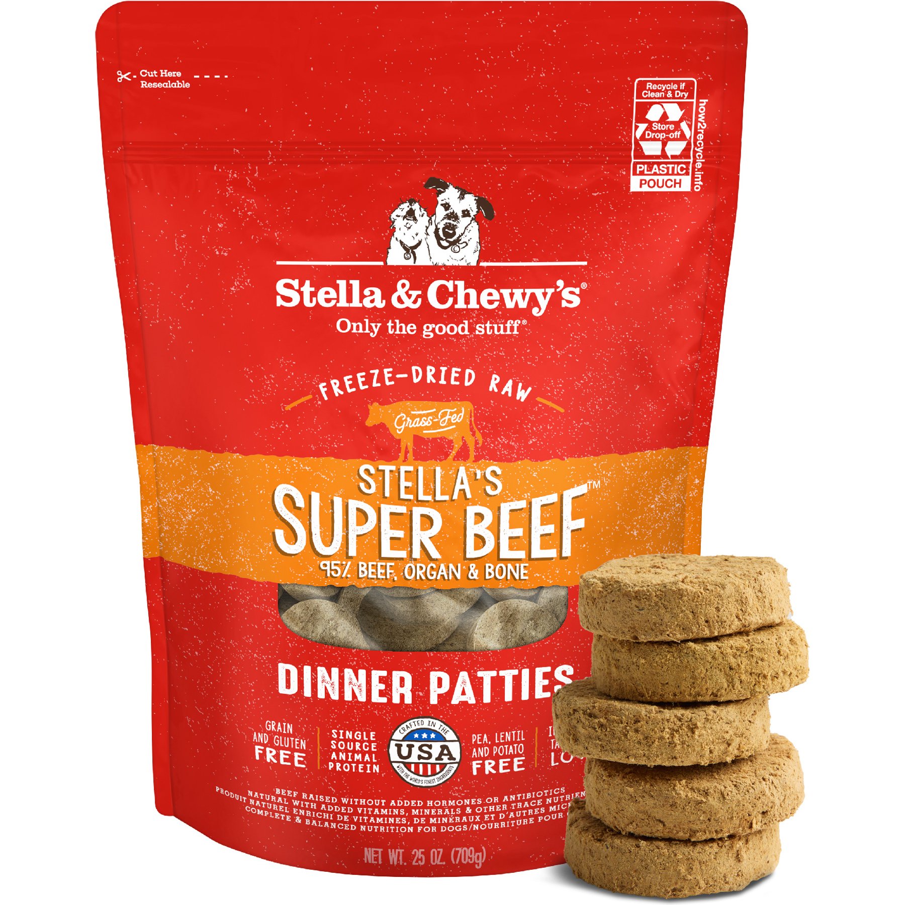 Stella & Chewy's Stella's Super Beef Dinner Patties Freeze-Dried Raw Dog Food
