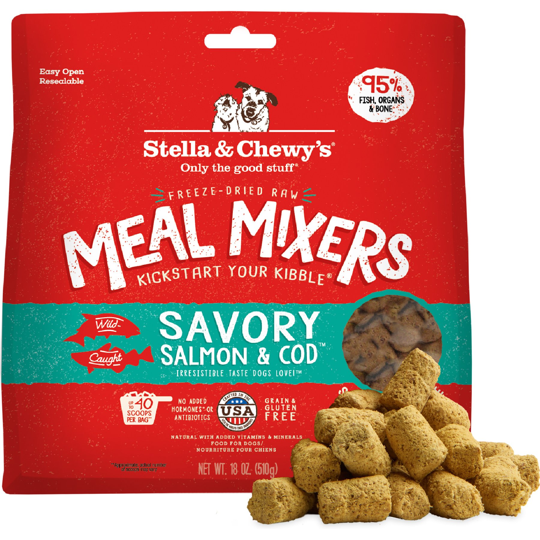 Stella & Chewy's Savory Salmon & Cod Meal Mixers Freeze-Dried Raw Dog Food Topper