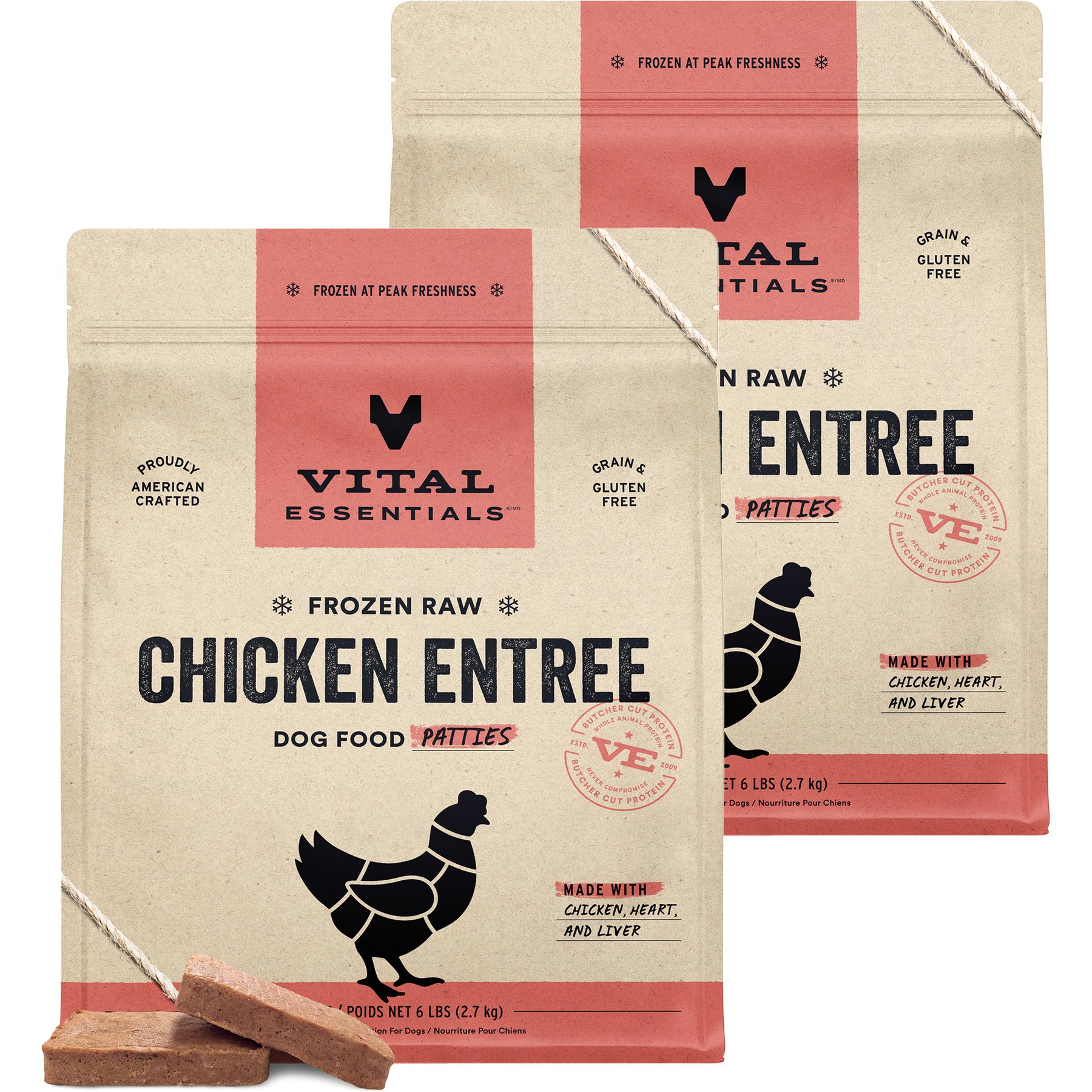 Vital Essentials Frozen Raw Patties Grain-Free Chicken Entree Dog Food