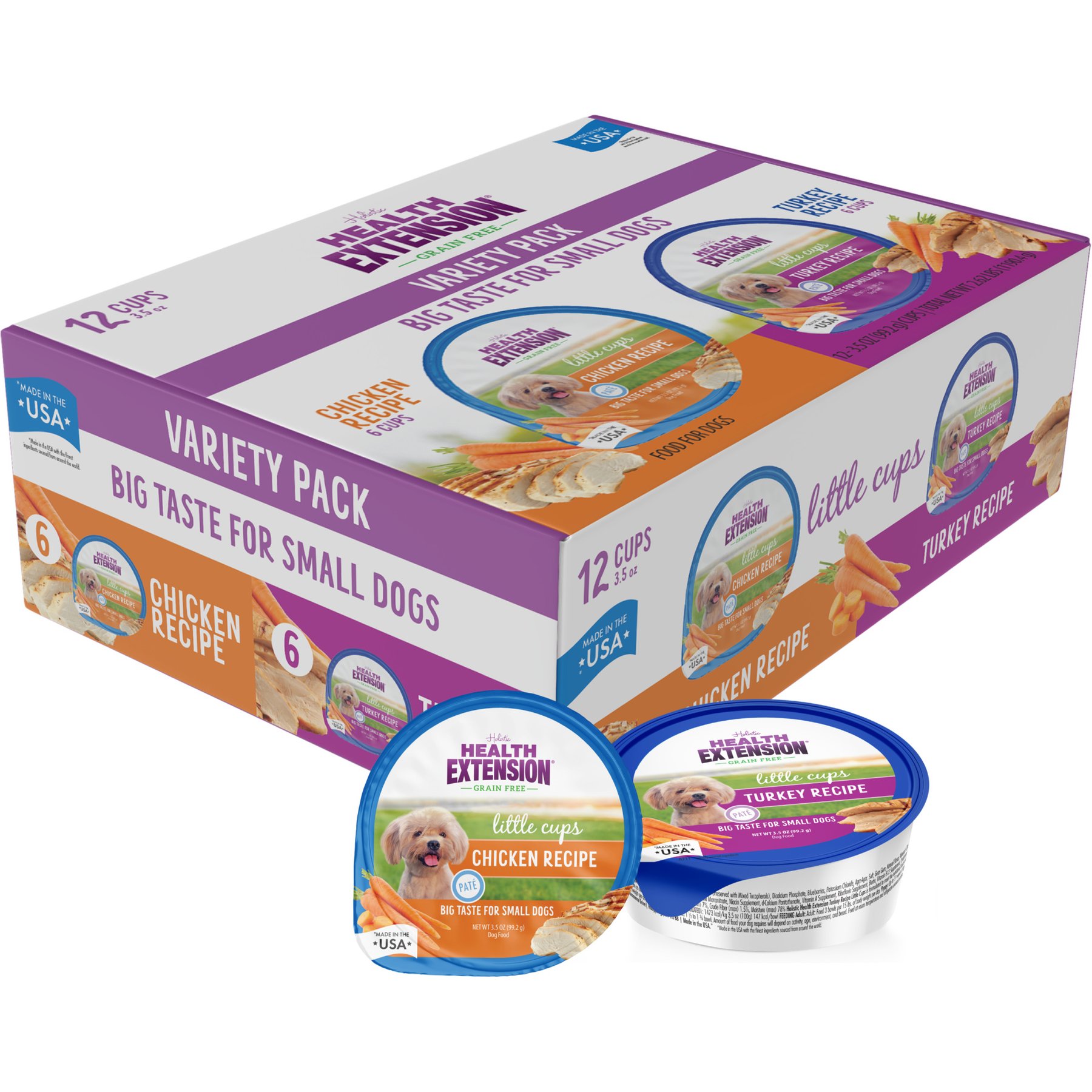 Health Extension Little Cups Chicken & Turkey Recipe Variety Pack Small Breed Grain-Free Wet Puppy Food