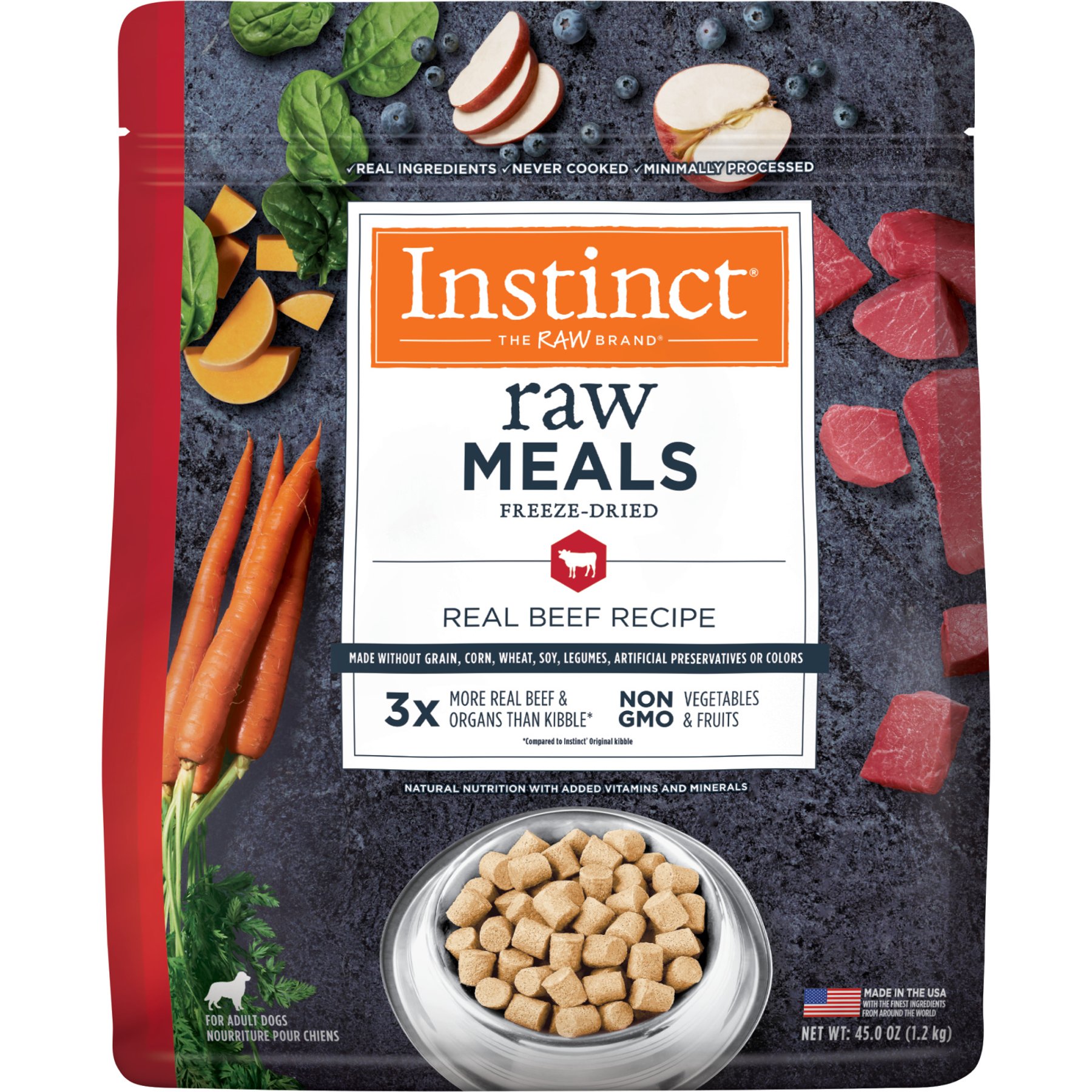 Instinct Raw Meals Real Beef Recipe Grain-Free Adult Freeze-Dried Dog Food