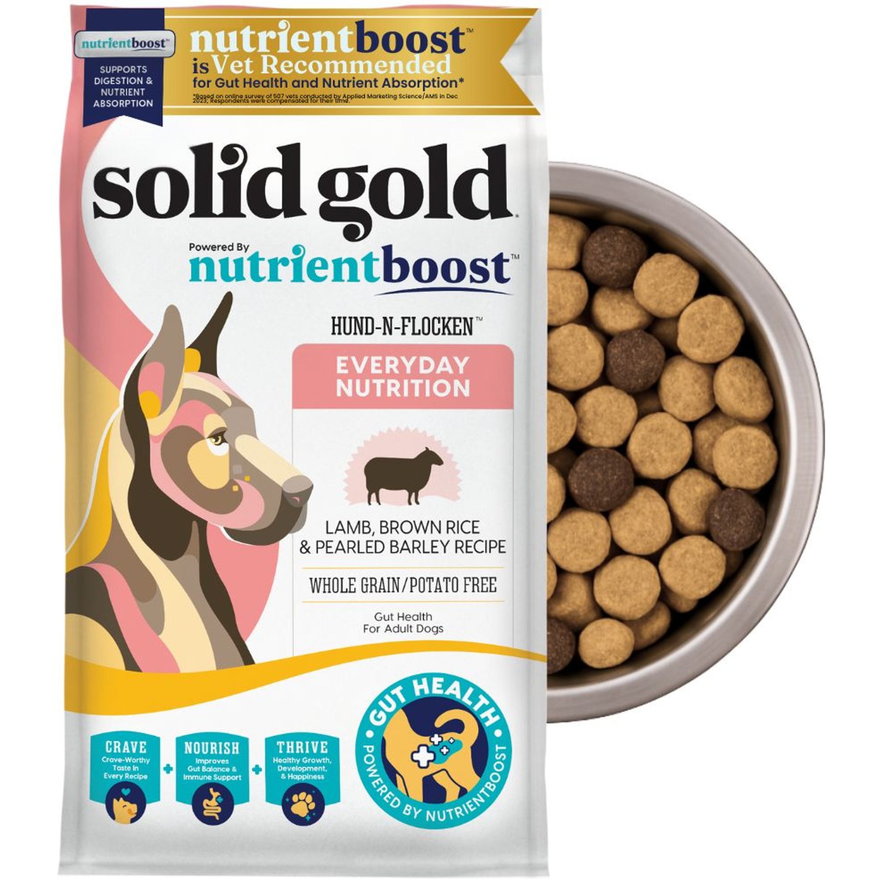 Solid Gold Gut Health Real Lamb, Brown Rice & Pearled Barley Recipe Whole Grain Dry Dog Food