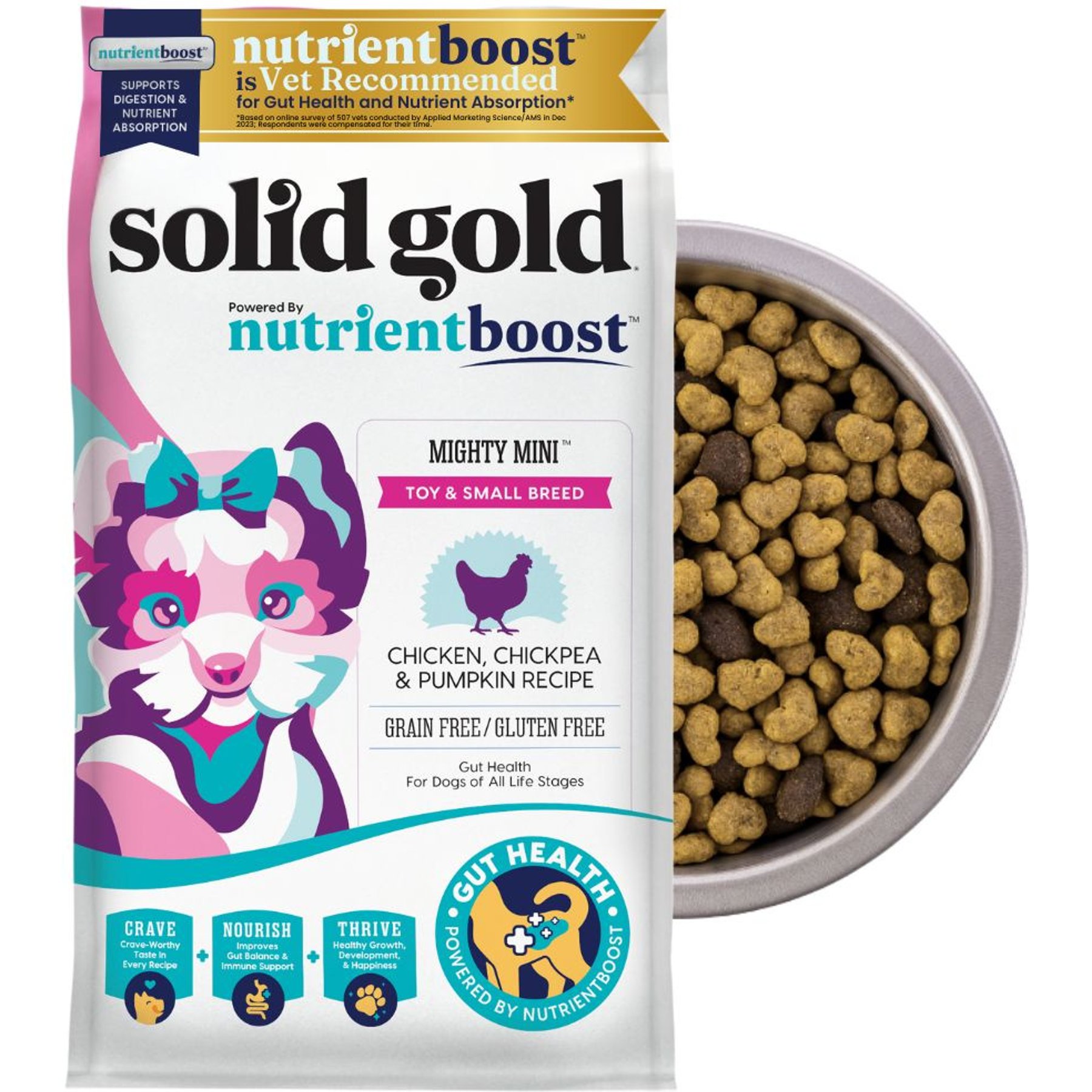 Solid Gold Toy & Small Breed Gut Health Real Chicken, Chickpea & Pumpkin Grain-Free Dry Dog Food