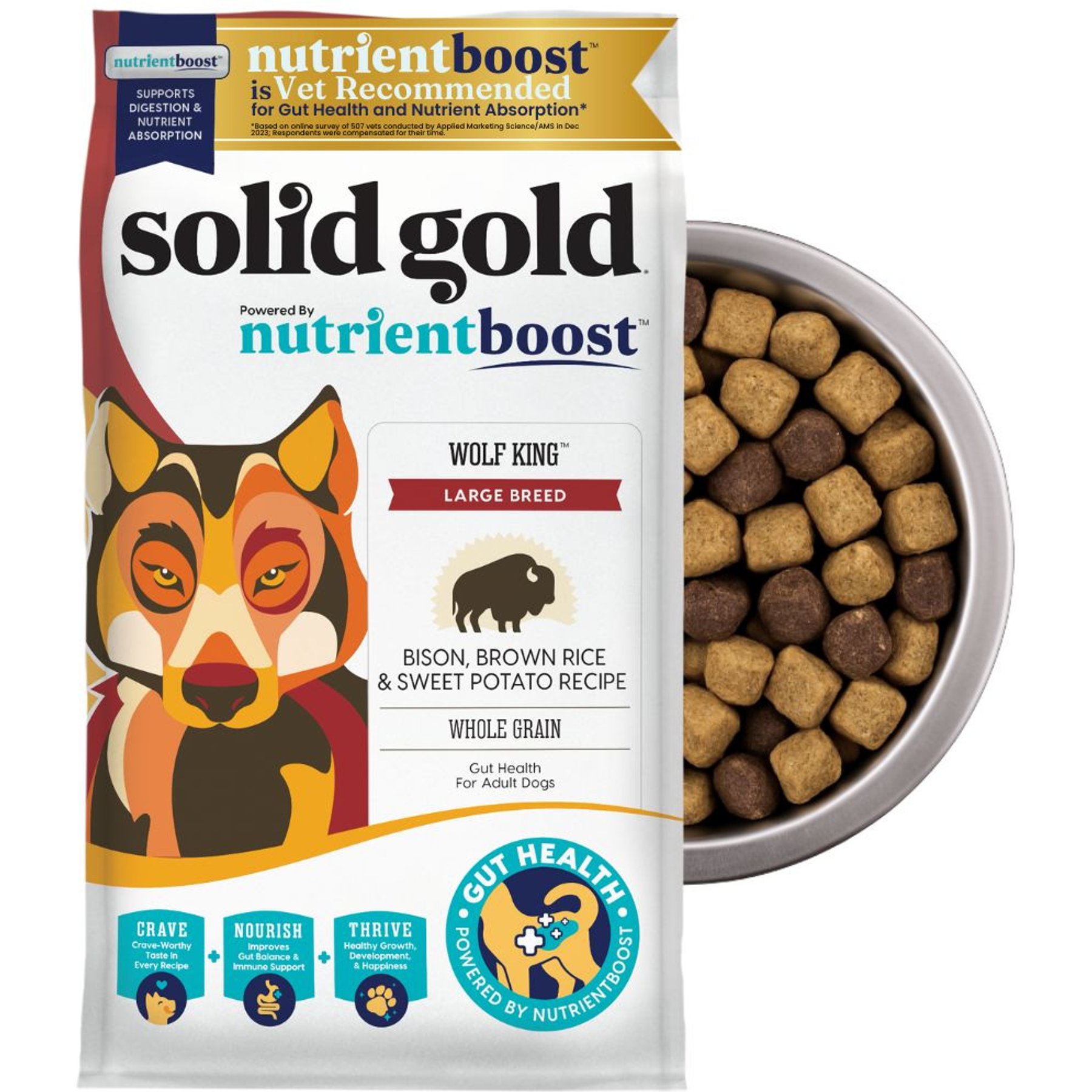 Solid Gold Large Breed Gut Health Real Bison & Brown Rice Whole Grain Dry Dog Food