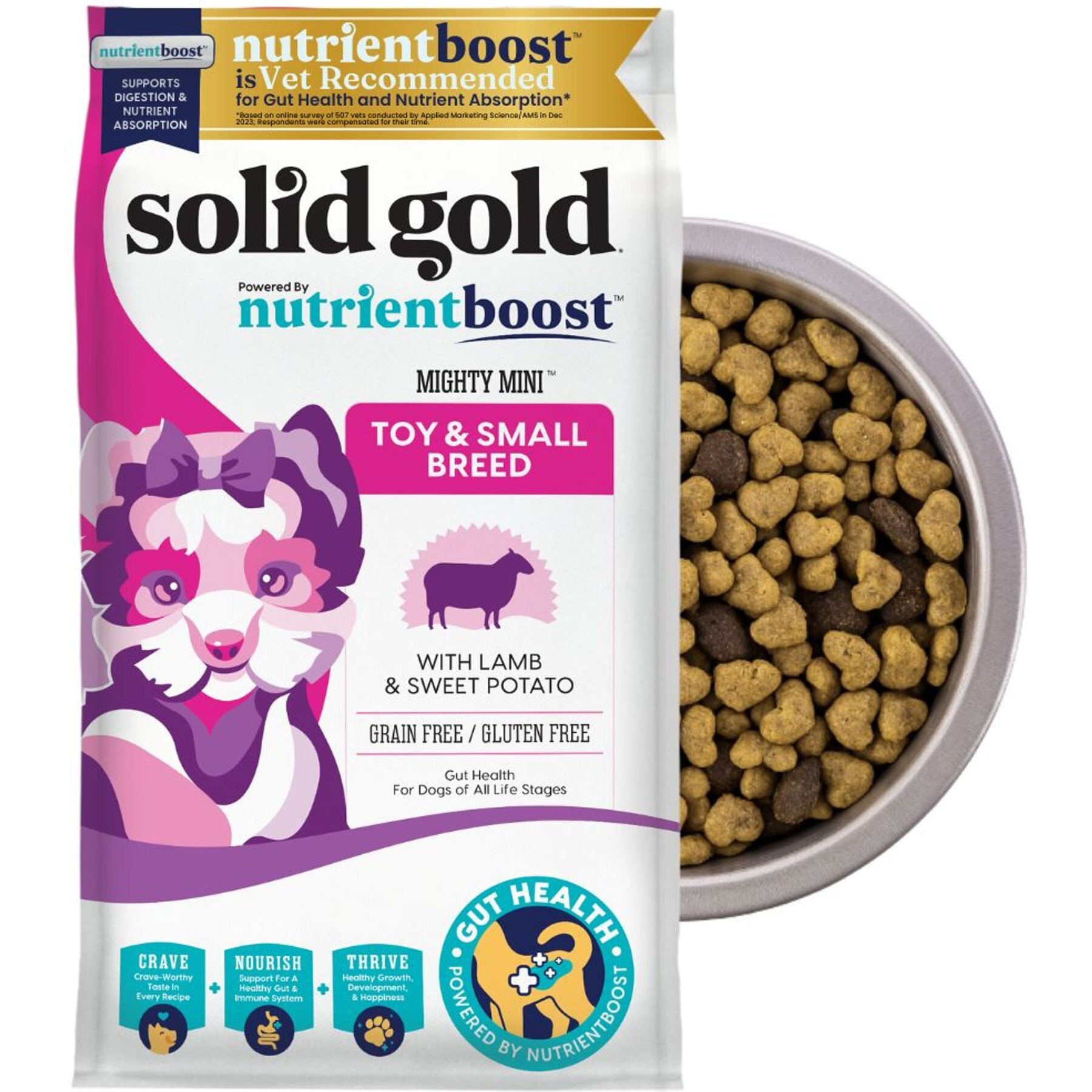 Solid Gold Toy & Small Breed Gut Health Real Lamb & Sweet Potato Grain-Free Dry Dog Food