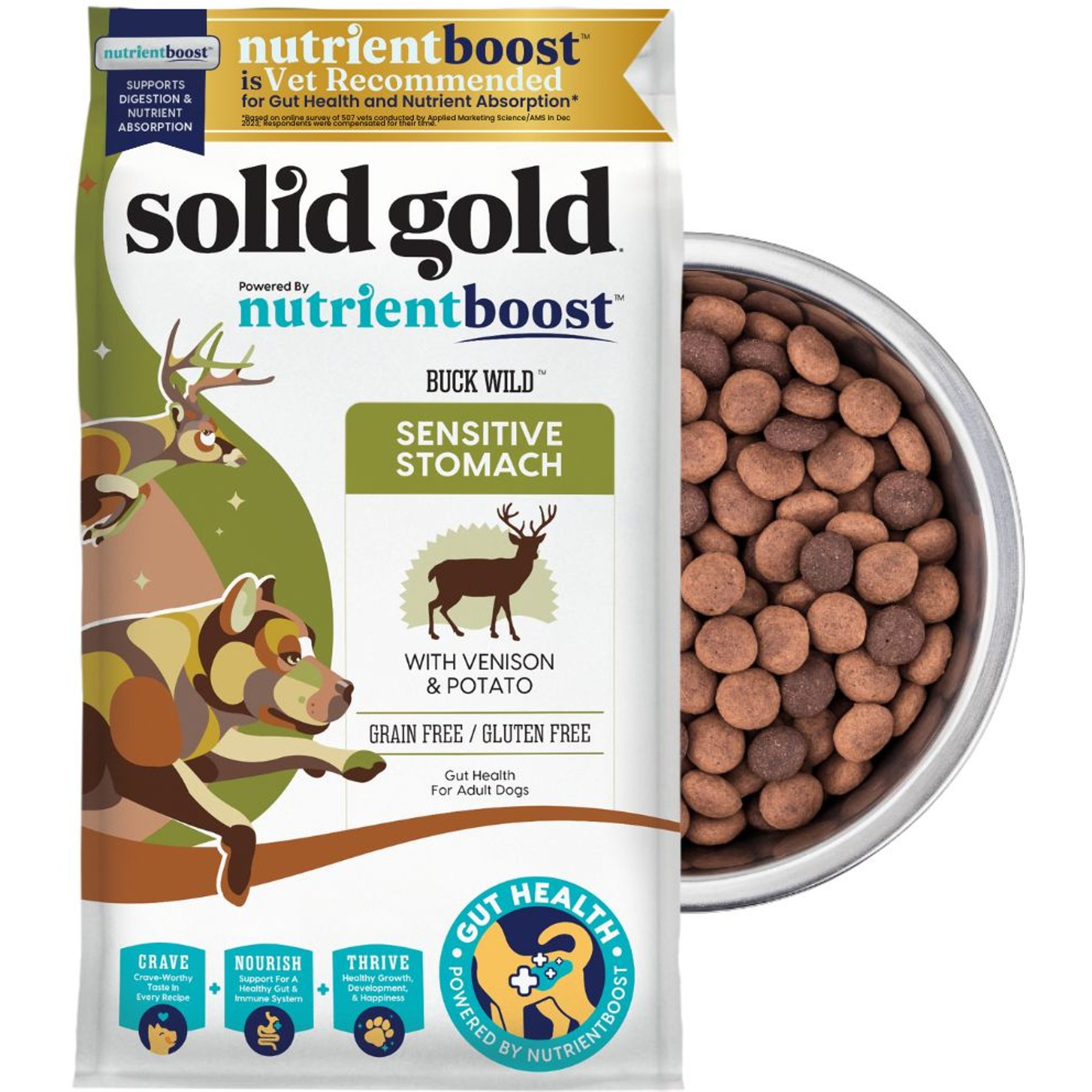 Solid Gold Sensitive Stomach Gut Health Wild Venison & Potato Grain-Free Dry Dog Food