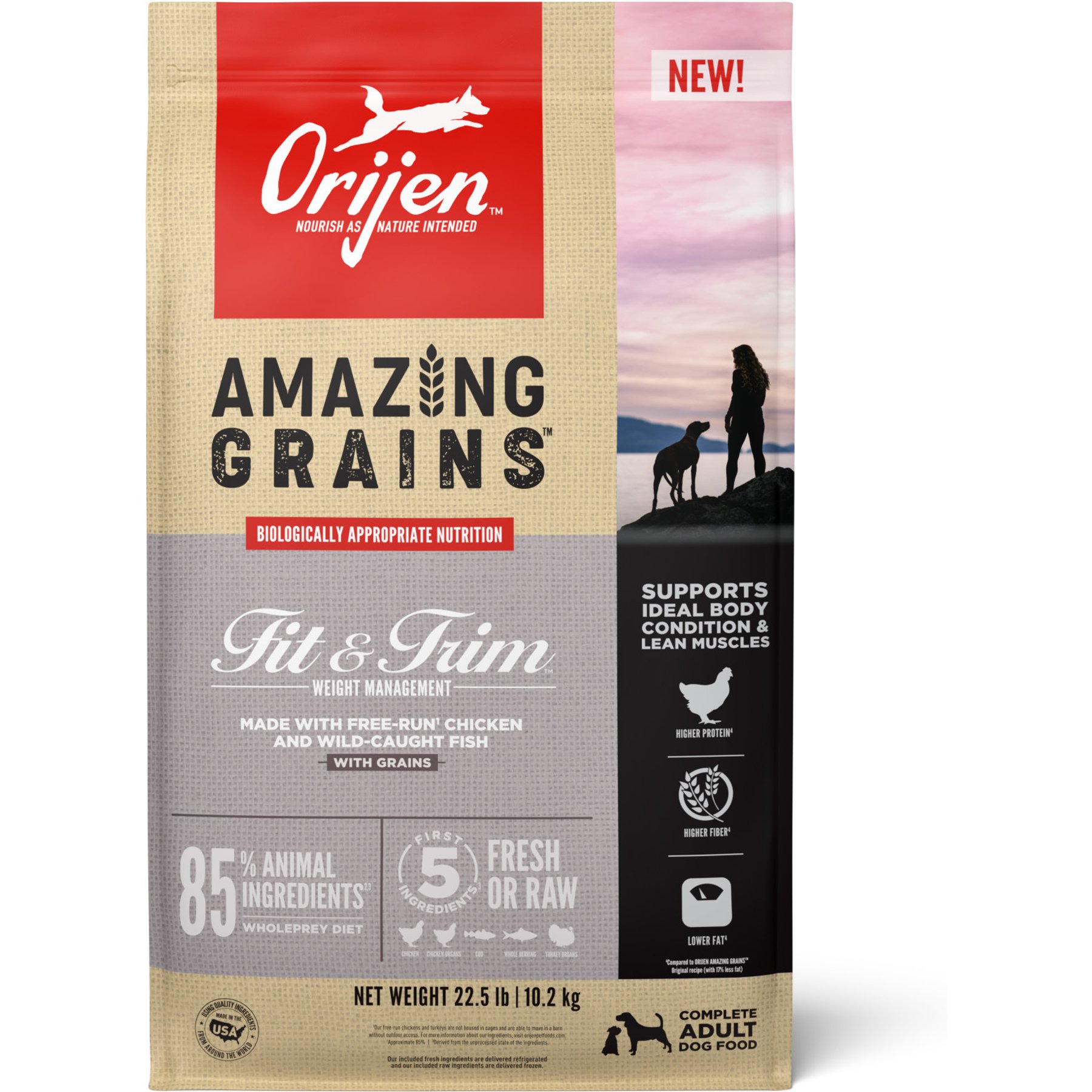 ORIJEN Amazing Grains Fit & Trim High-Protein Dry Dog Food