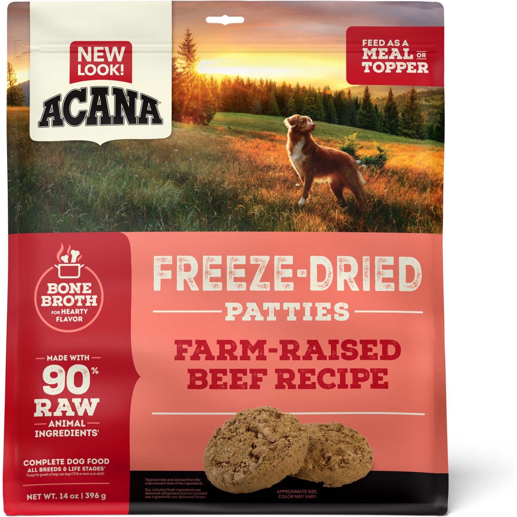ACANA Ranch-Raised Beef Patties Grain-Free High-Protein Freeze-Dried Dog Food & Topper