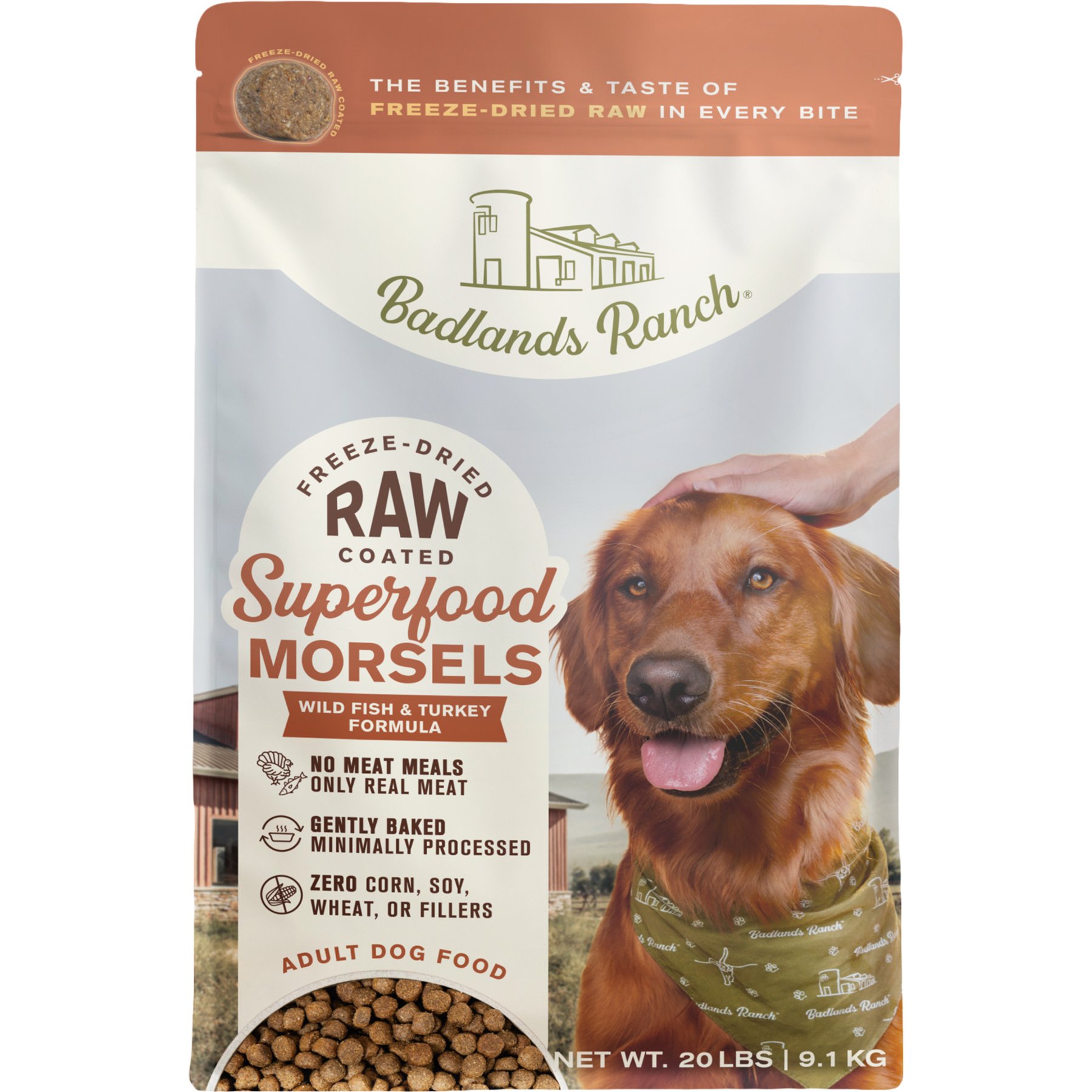 Badlands Ranch Superfood Complete Raw Coated Morsels Wild Fish Dry Dog Food