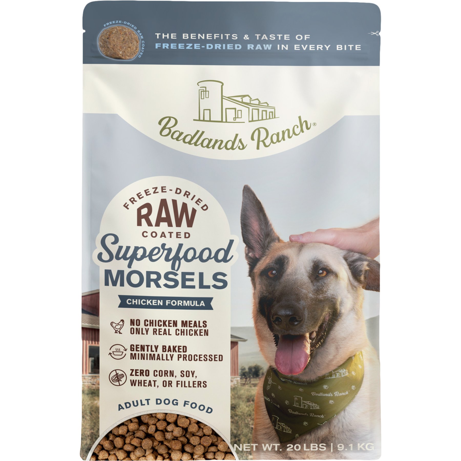 Badlands Ranch Superfood Complete Raw Coated Morsels Chicken Dry Dog Food