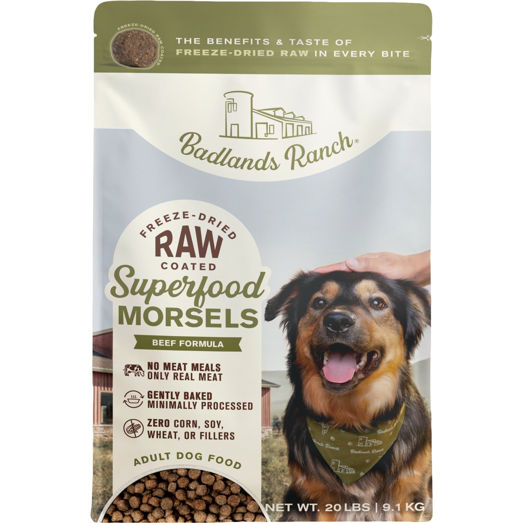 Badlands Ranch Superfood Complete Raw Coated Morsels Beef Dry Dog Food