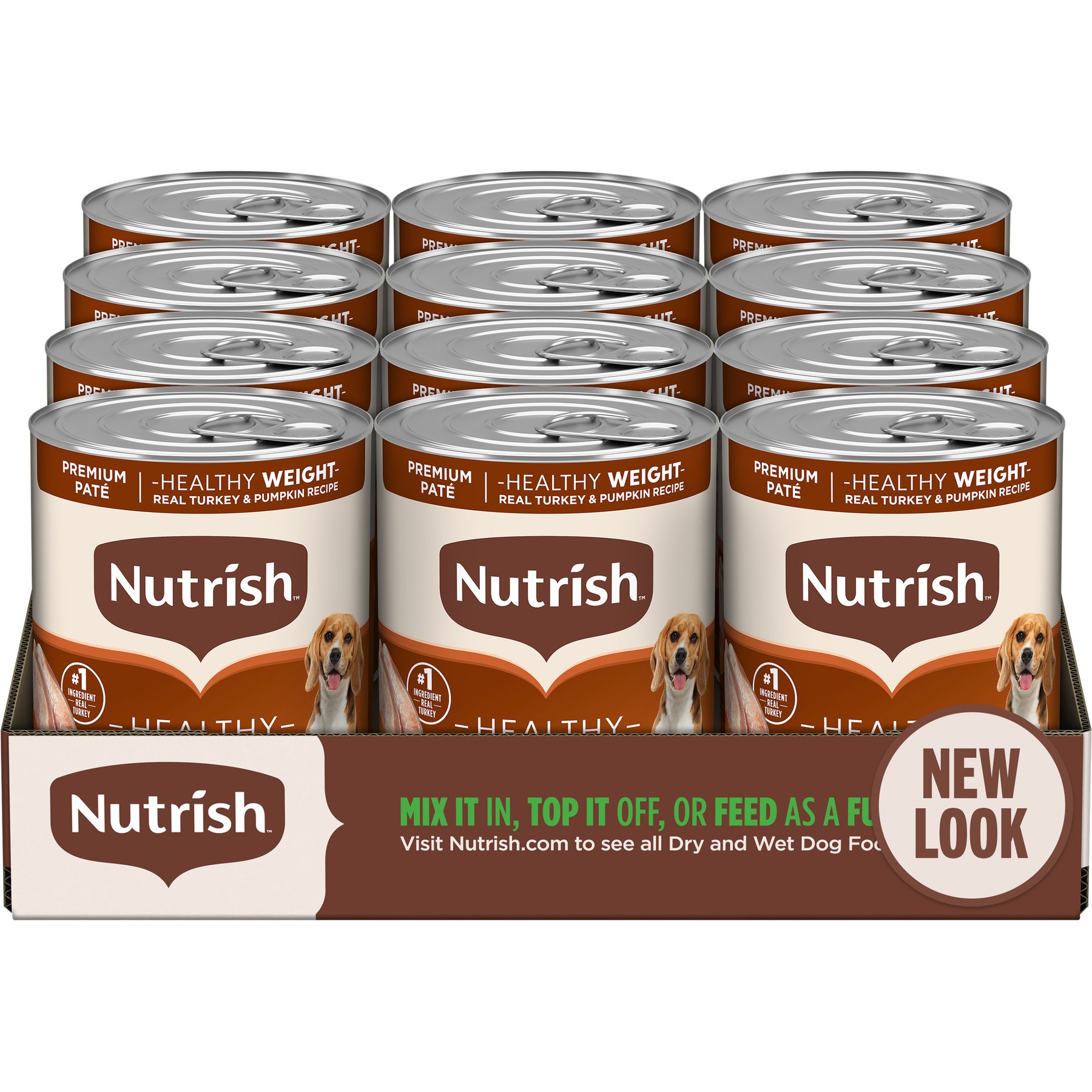 Nutrish Healthy Weight Real Turkey & Pumpkin Recipe Premium Pate Wet Dog Food, 13-oz can, case of 12