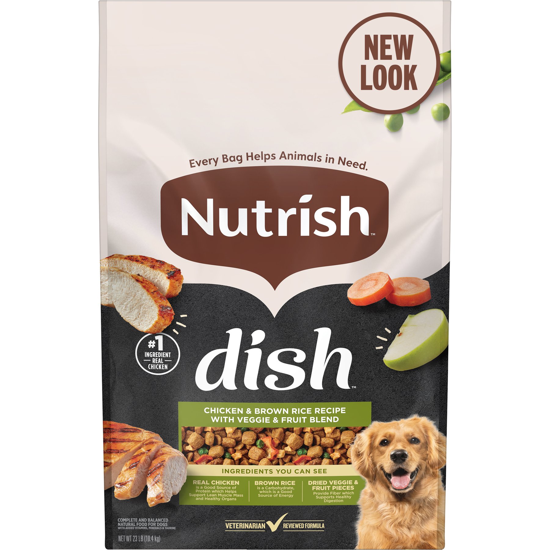 Nutrish Dish Chicken & Brown Rice Recipe with Veggie & Fruit Blend Dry Dog Food