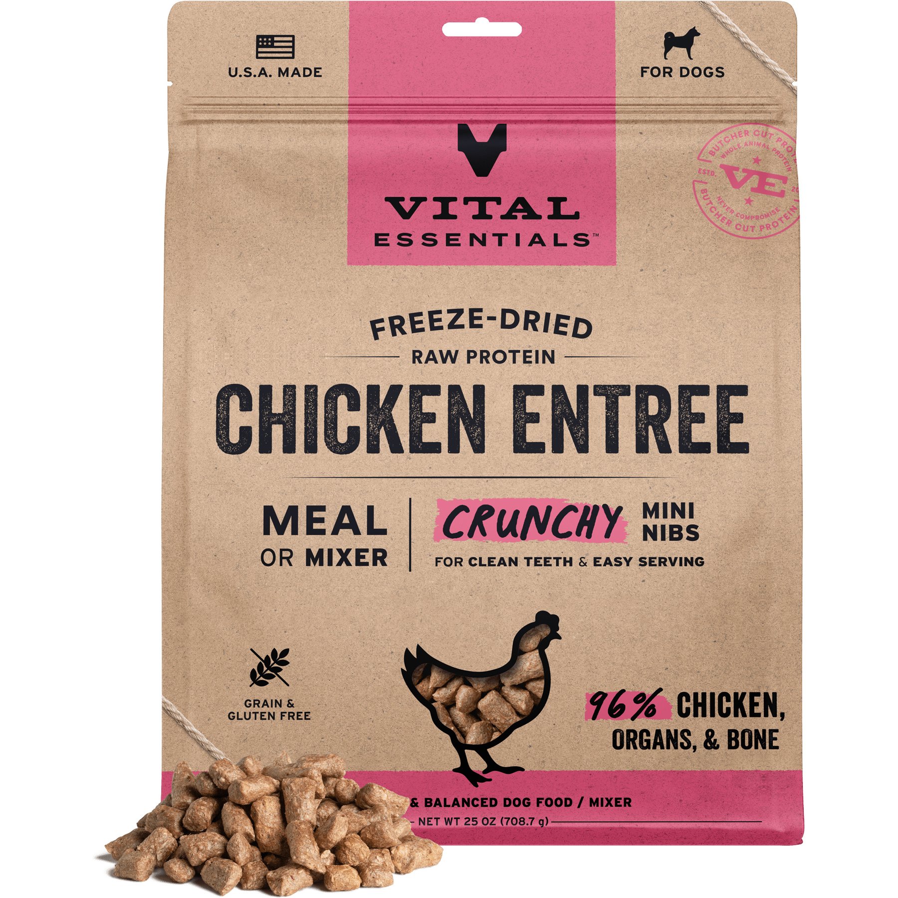 Vital Essentials Freeze-Dried Raw Chicken Entree & Mixer Dog Food Crunchy Mini Nibs