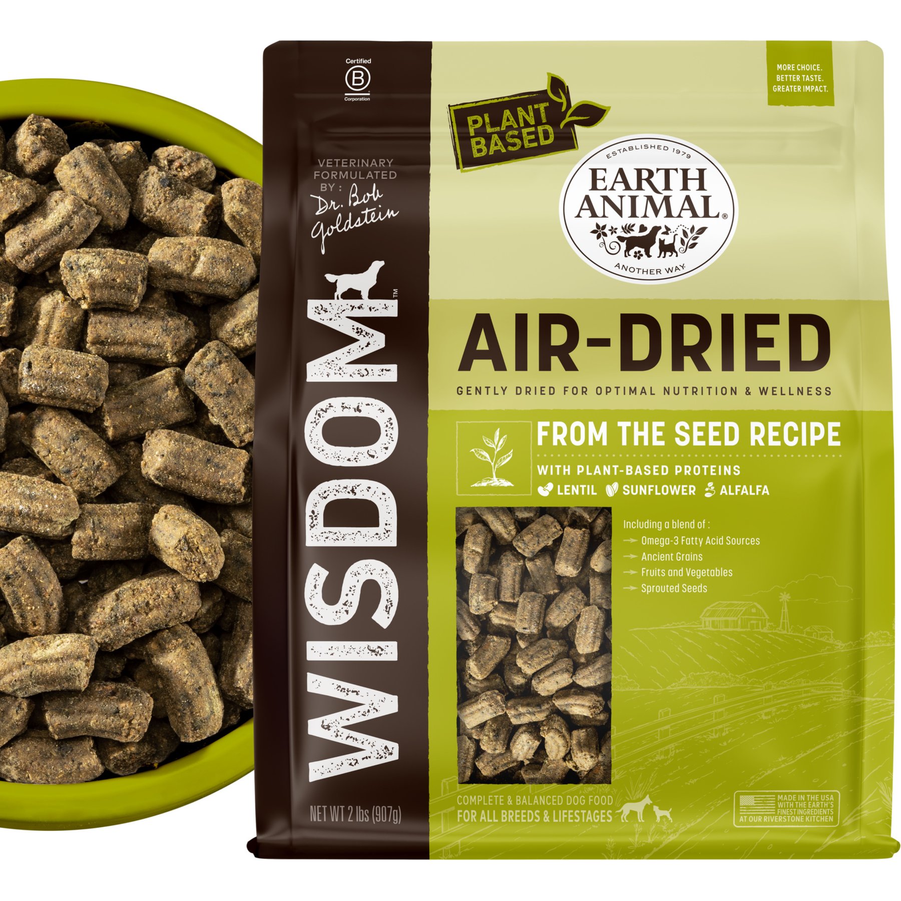 Earth Animal Wisdom From the Seed Recipe Premium Plant-Based Natural Air-Dried Dog Food