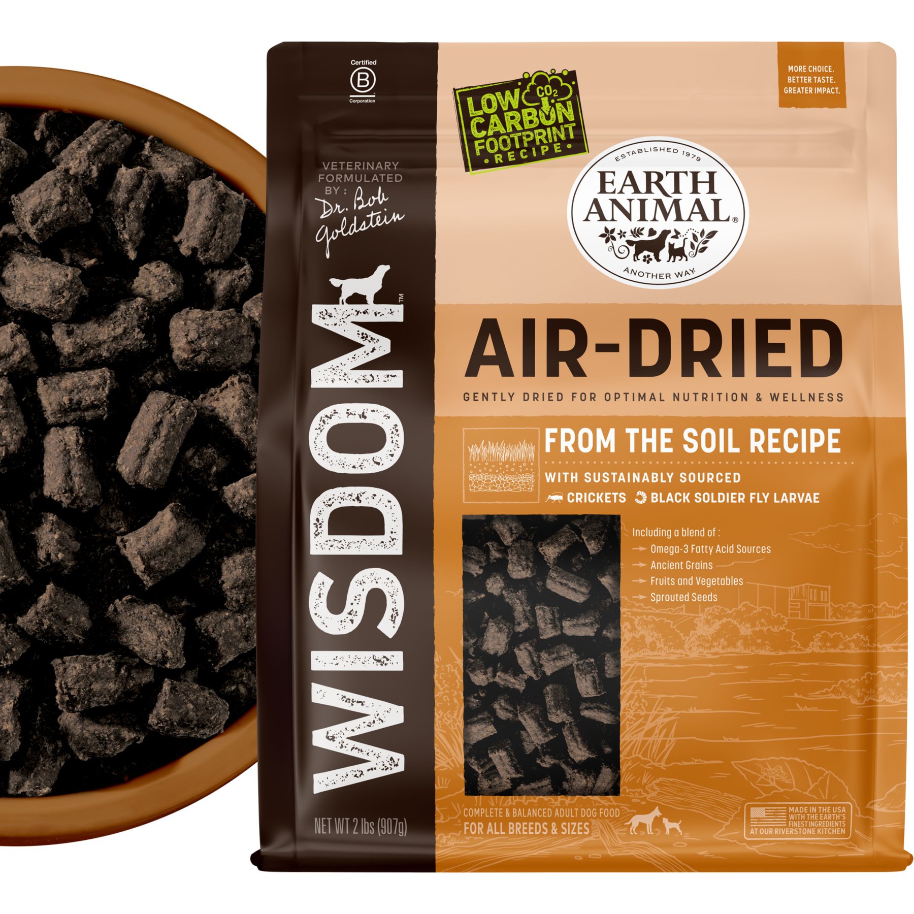 Earth Animal Wisdom Air-Dried From the Soil Recipe Insect-Based Premium Natural Dog Food