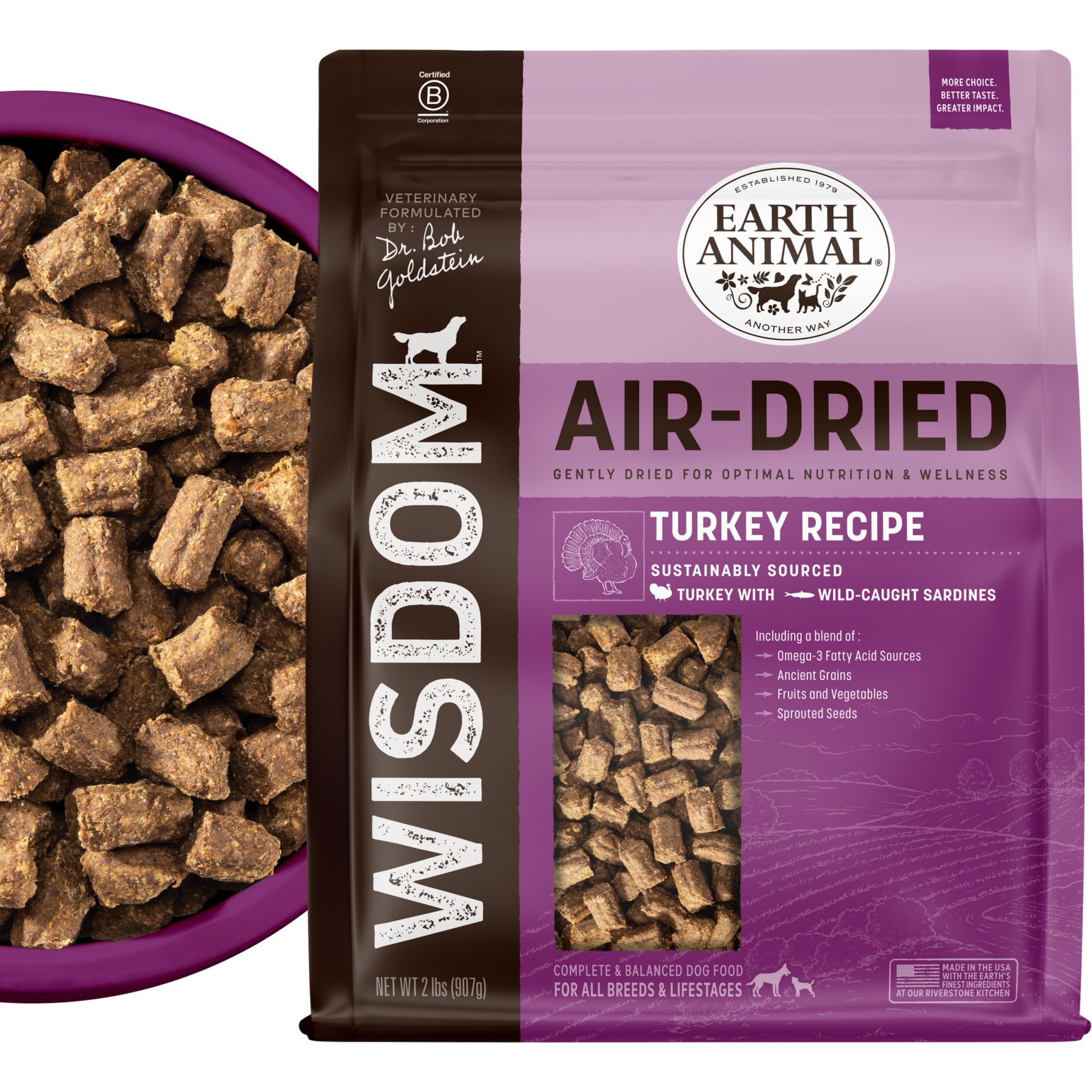 Earth Animal Wisdom Air-Dried Turkey Recipe Premium Natural Dog Food