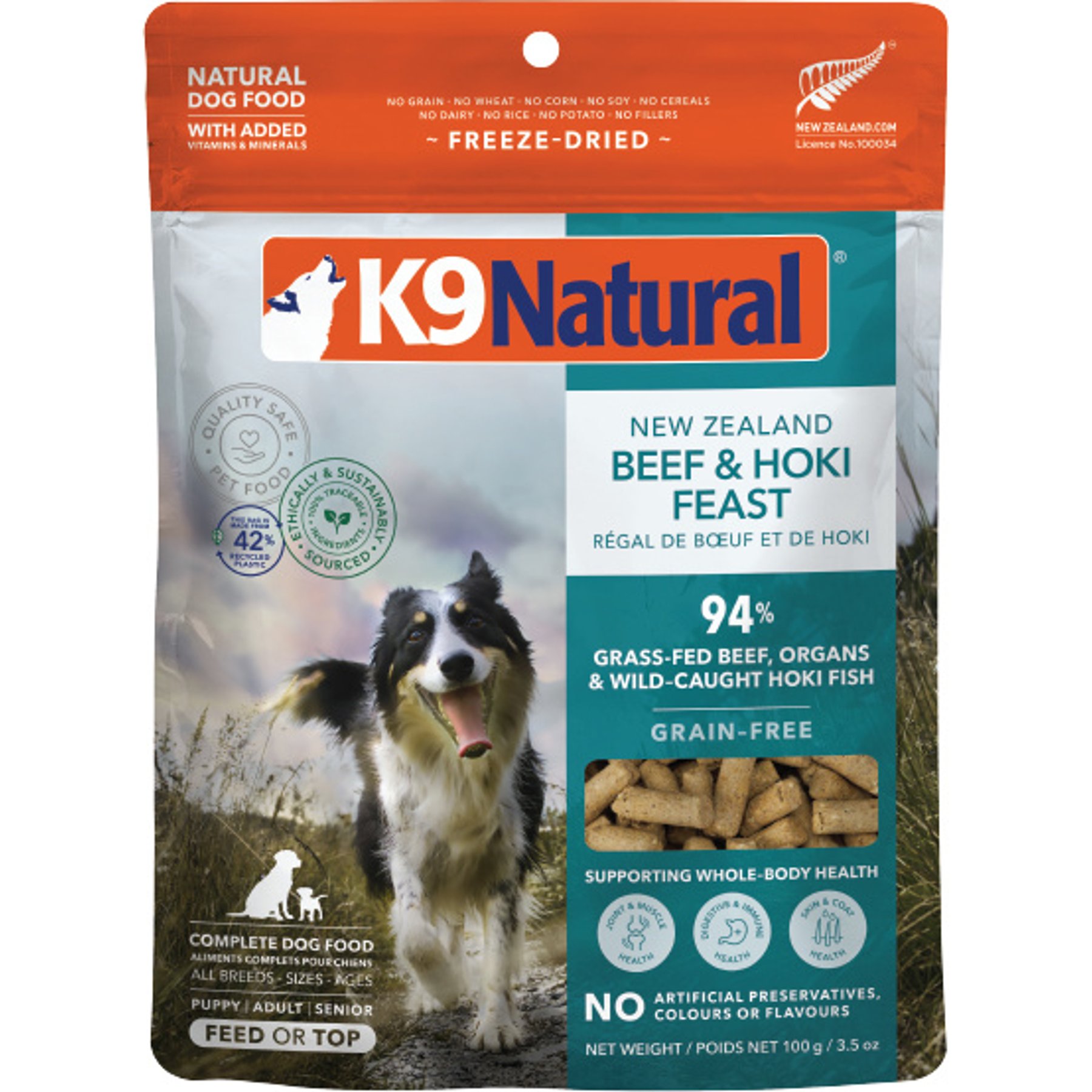 K9 Natural New Zealand Hoki & Beef Feast Grain-Free Freeze-Dried Dog Food Topper