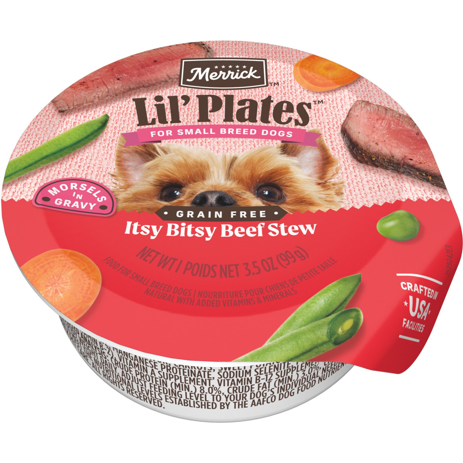 Merrick Lil' Plates Grain & Gluten -Free Small Breed Wet Dog Food Itsy Bitsy Beef Stew