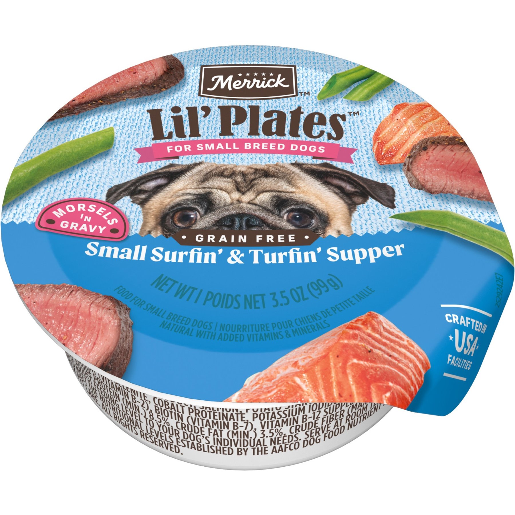 Merrick Lil' Plates Premium Grain-Free Small Breed Wet Dog Food Surfin' & Turfin' Supper