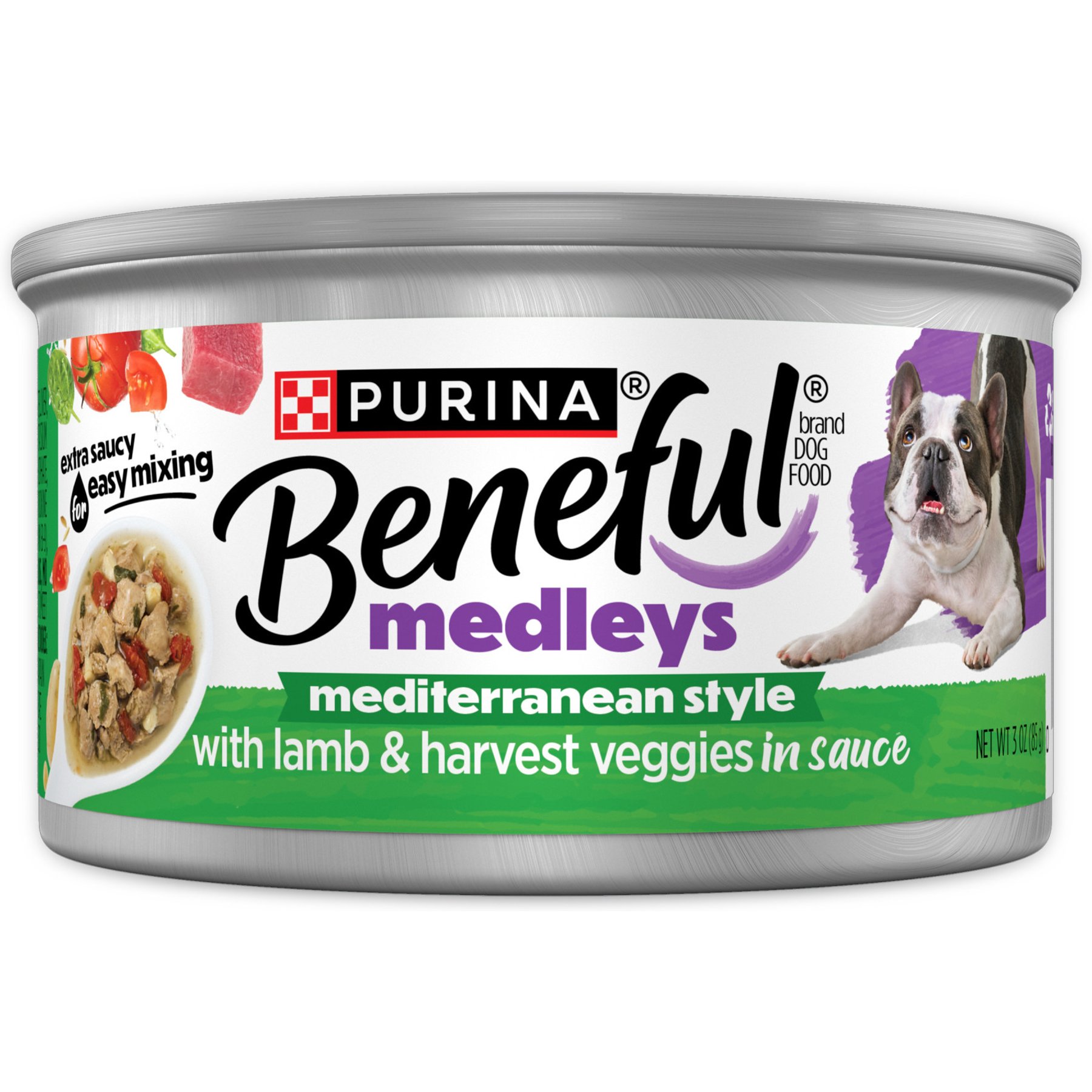 Purina Beneful Medleys Mediterranean Style with Lamb in Sauce Wet Dog Food, 3-oz can, case of 12