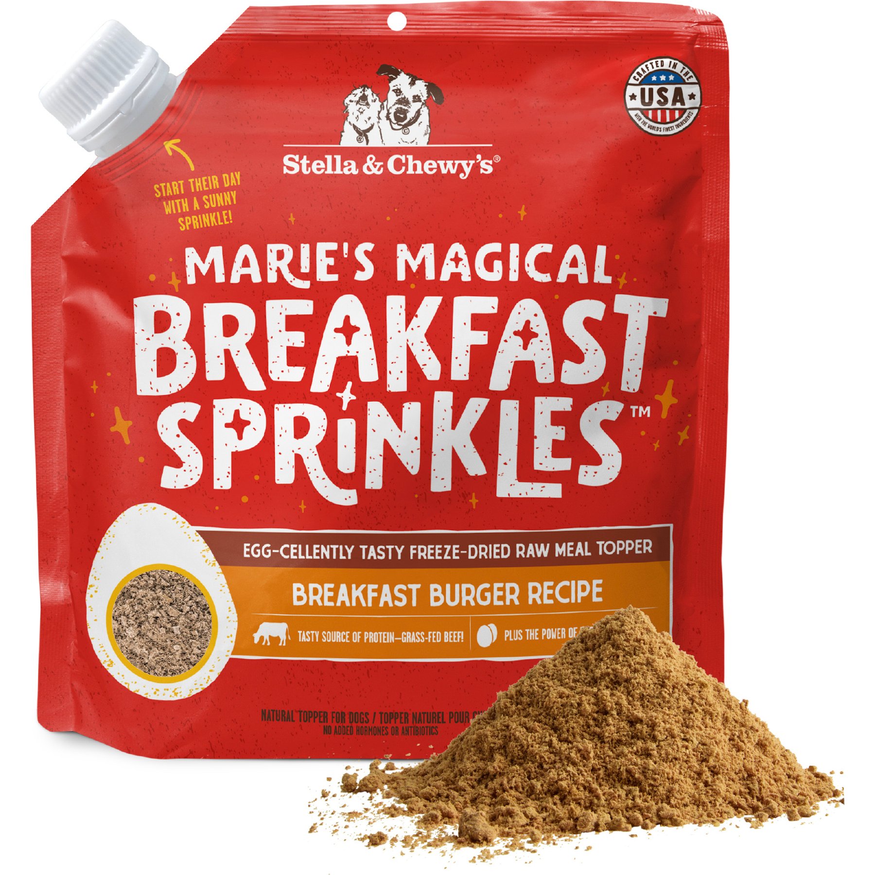 Stella & Chewy's Marie's Magical Breakfast Sprinkles Freeze-Dried Raw Breakfast Burger Recipe Grain-Free Dog Food Topper