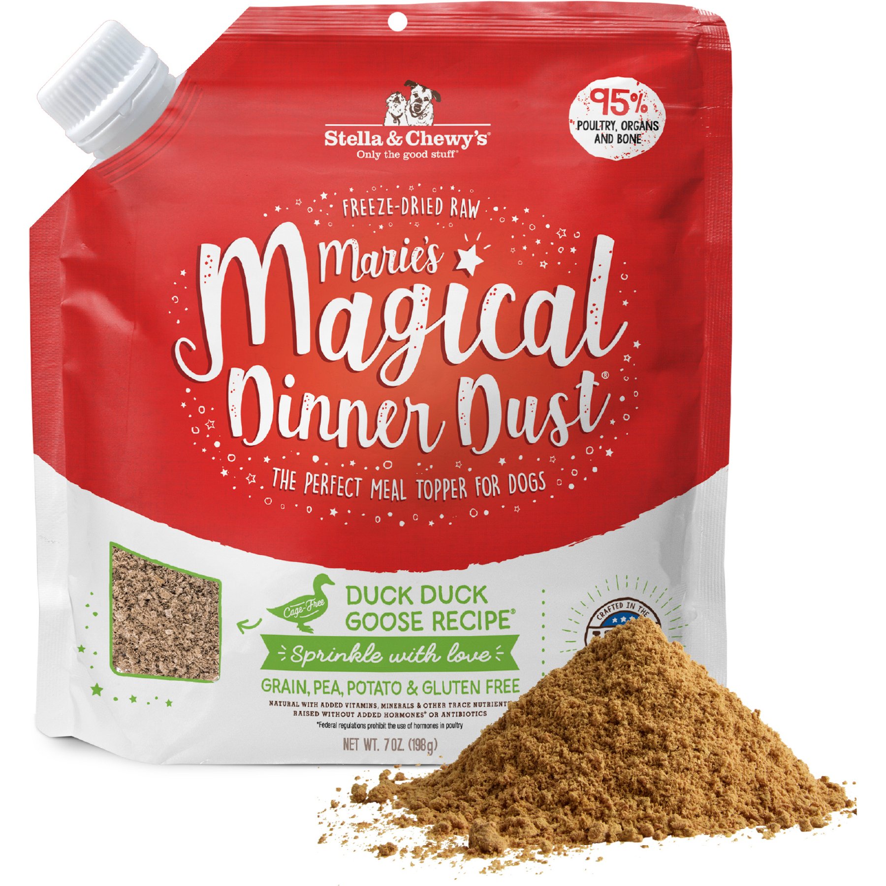 Stella & Chewy's Marie's Magical Dinner Dust Duck Duck, Goose Recipe Freeze-Dried Raw Dog Food Topper