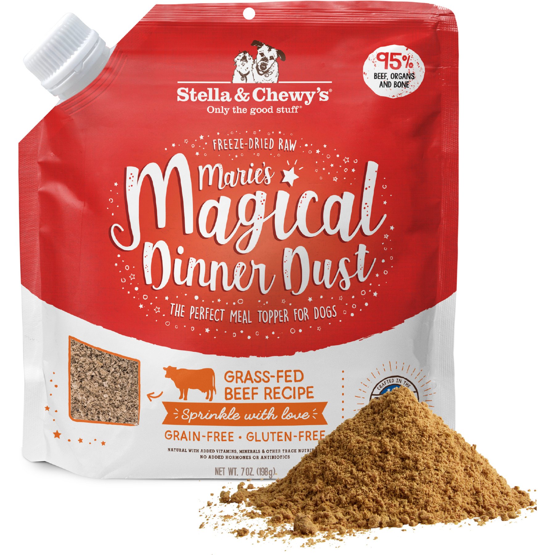 Stella & Chewy's Marie's Magical Dinner Freeze-Dried Raw Dust Grass-Fed Beef Dog Food Topper
