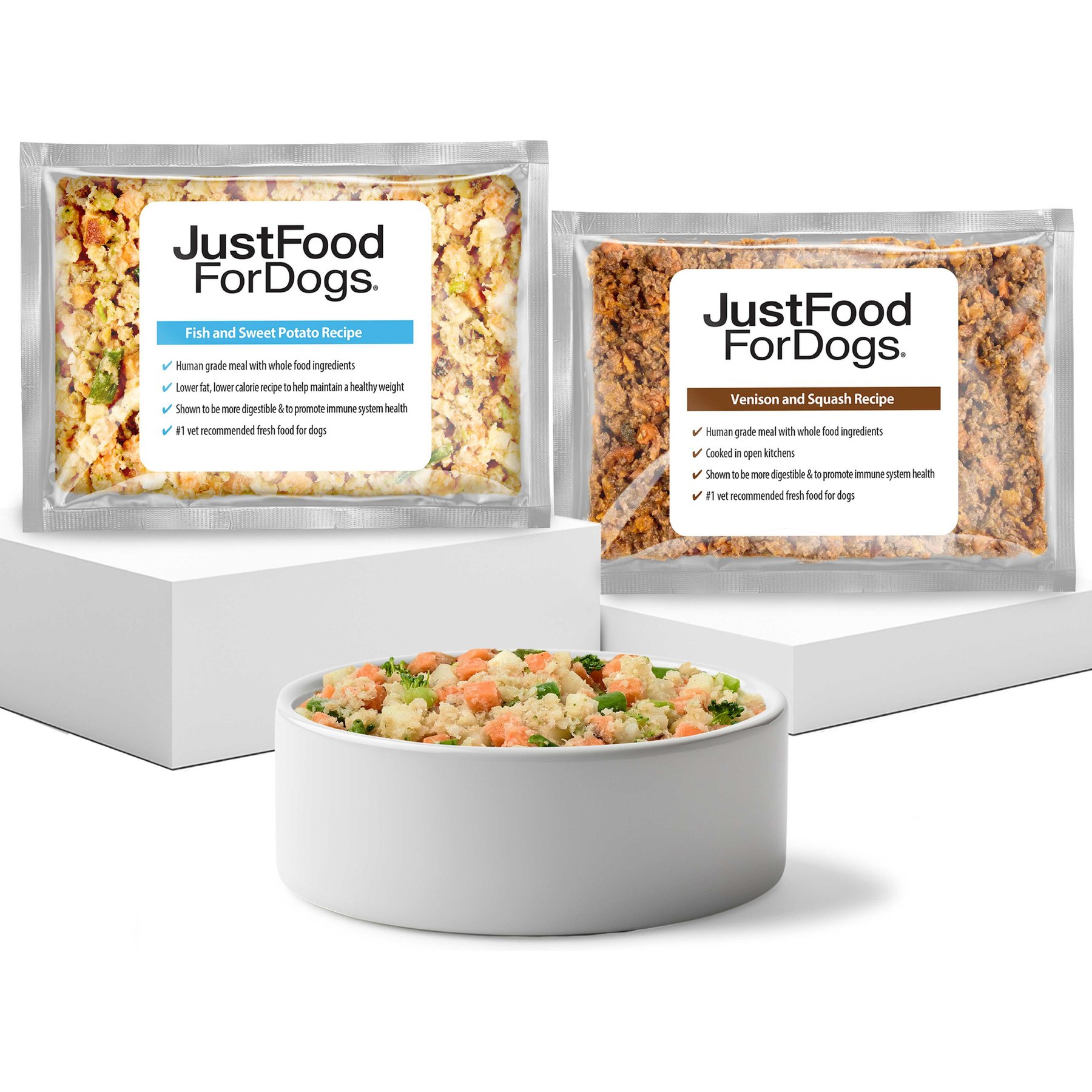 JustFoodForDogs Healthy Weight Variety Pack Human-Grade Fresh Whole Dog Food, 18-oz pouch, case of 7
