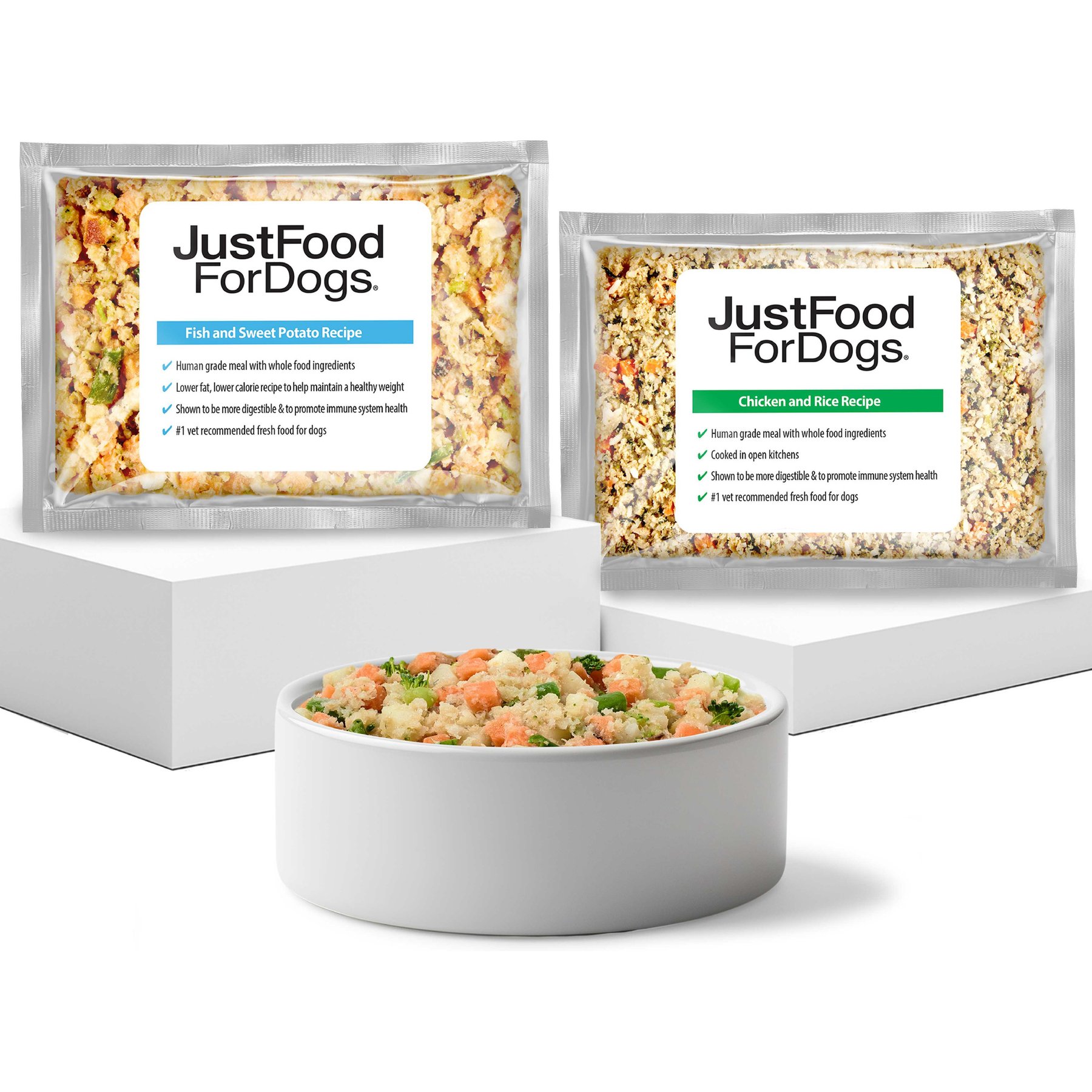 JustFoodForDogs Puppy Variety Pack Fish & Chicken Fresh Puppy Food, 18-oz pouch, case of 7
