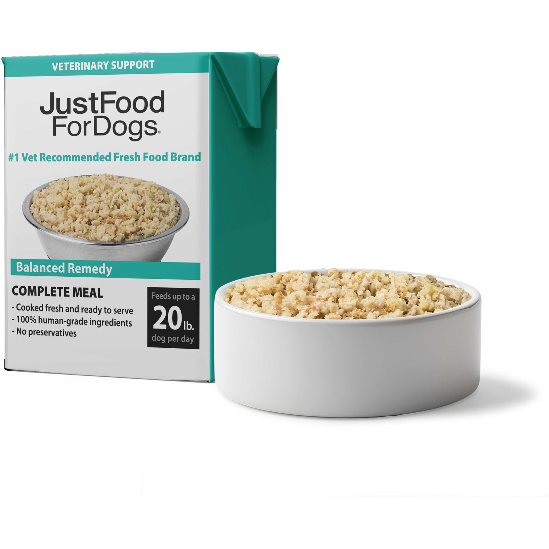 JustFoodForDogs PantryFresh Balanced Remedy Recipe Fresh Dog Food, 12.5-oz pouch, case of 12