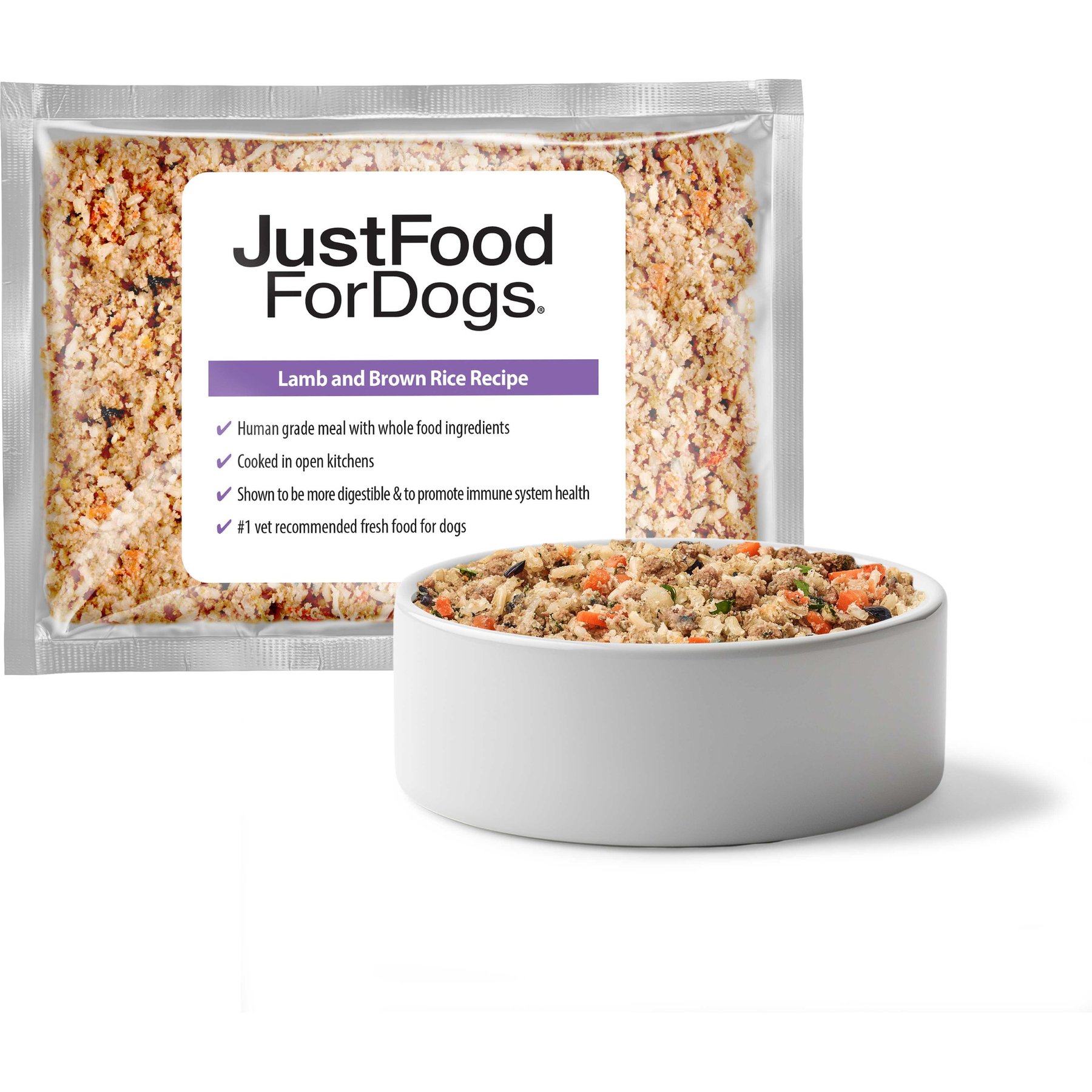 JustFoodForDogs Lamb & Brown Rice Recipe Frozen Human-Grade Fresh Dog Food