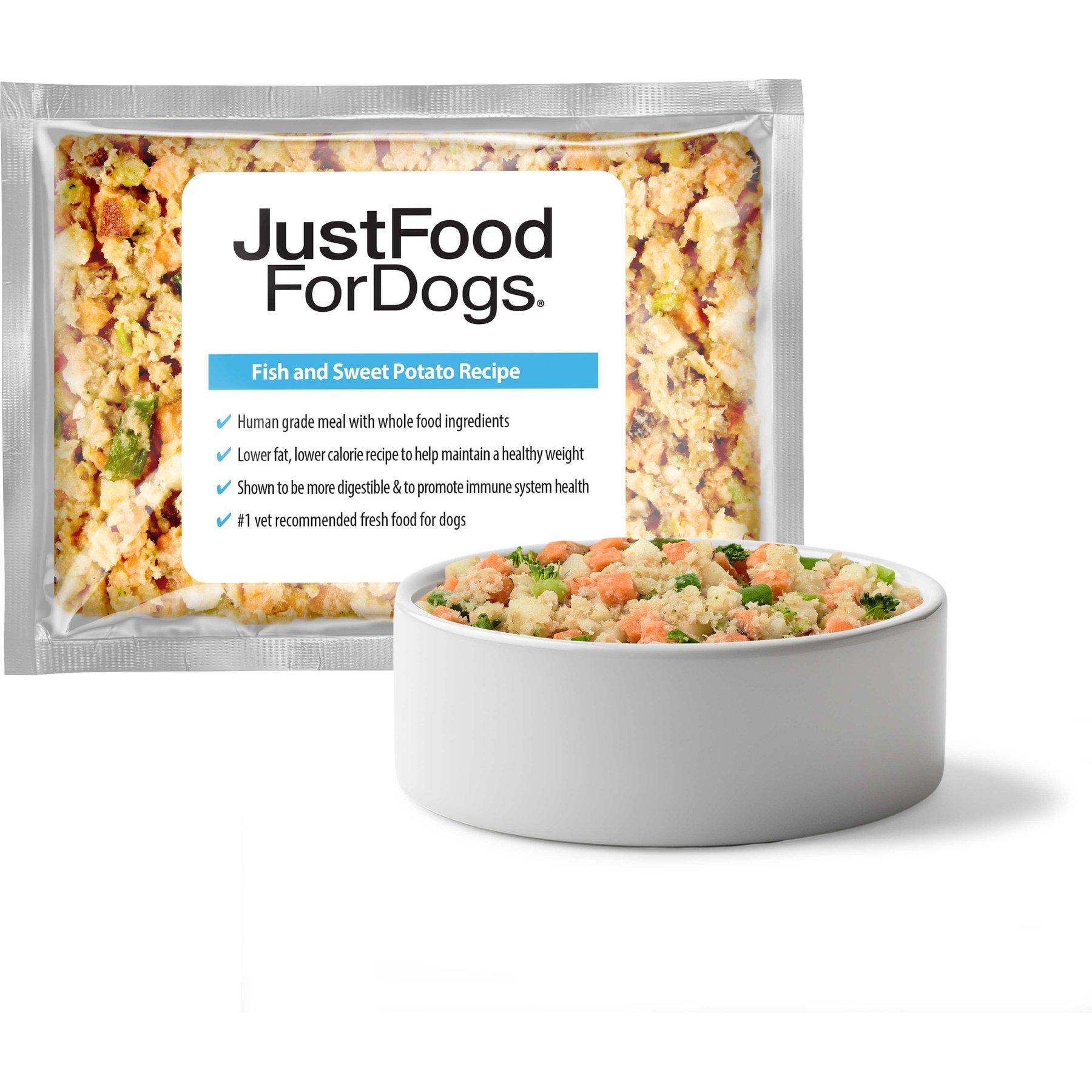 JustFoodForDogs Fish & Sweet Potato Recipe Frozen Human-Grade Fresh Dog Food