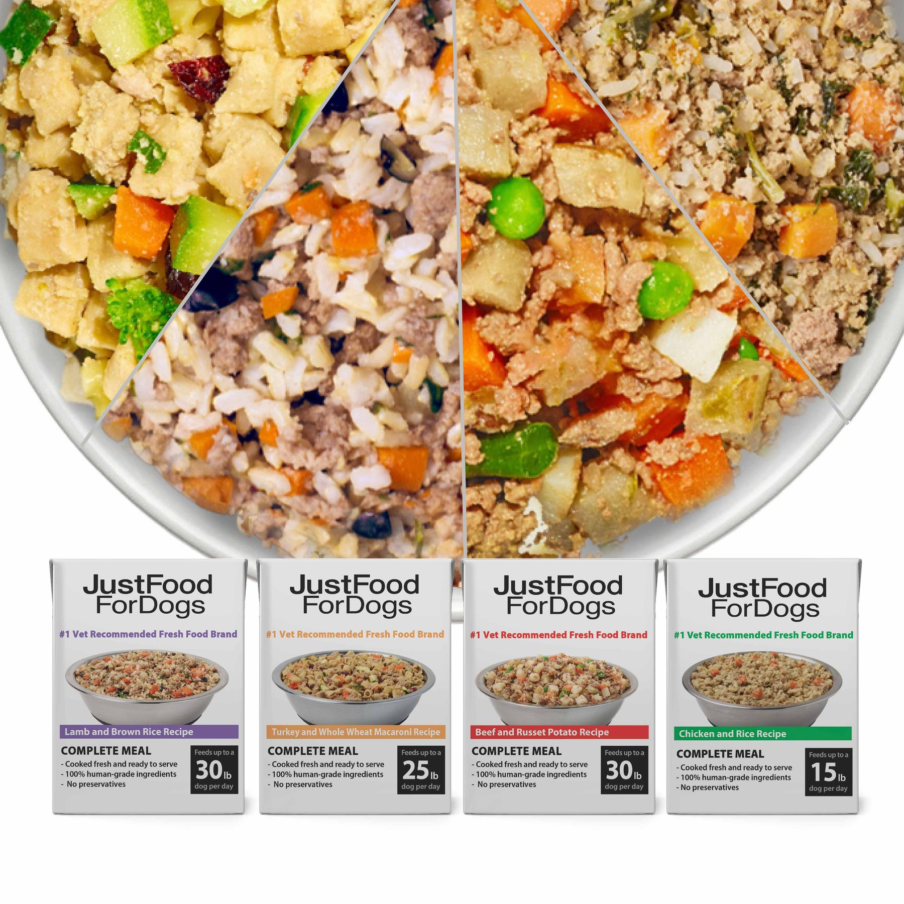 JustFoodForDogs Pantry Fresh Human-Grade Non-GMO Variety Pack Fresh Dog Food, 12.5-oz pouch, case of 8